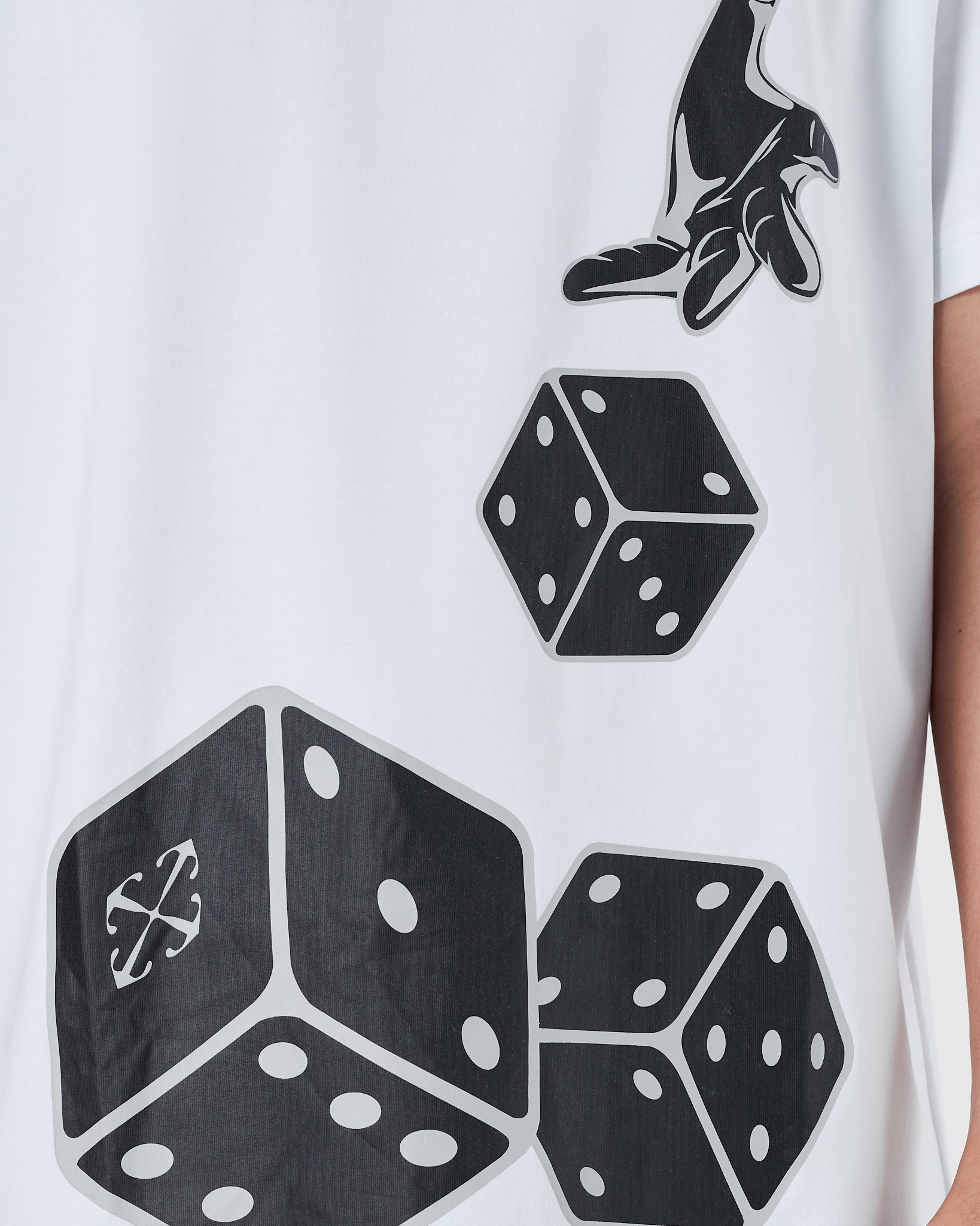 OW Dice Printed Men White T-Shirt 15.90