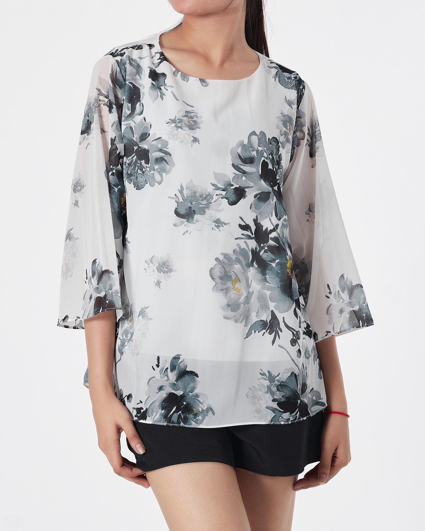 Floral Over Printed Lady  Shirts Long Sleeve 13.90