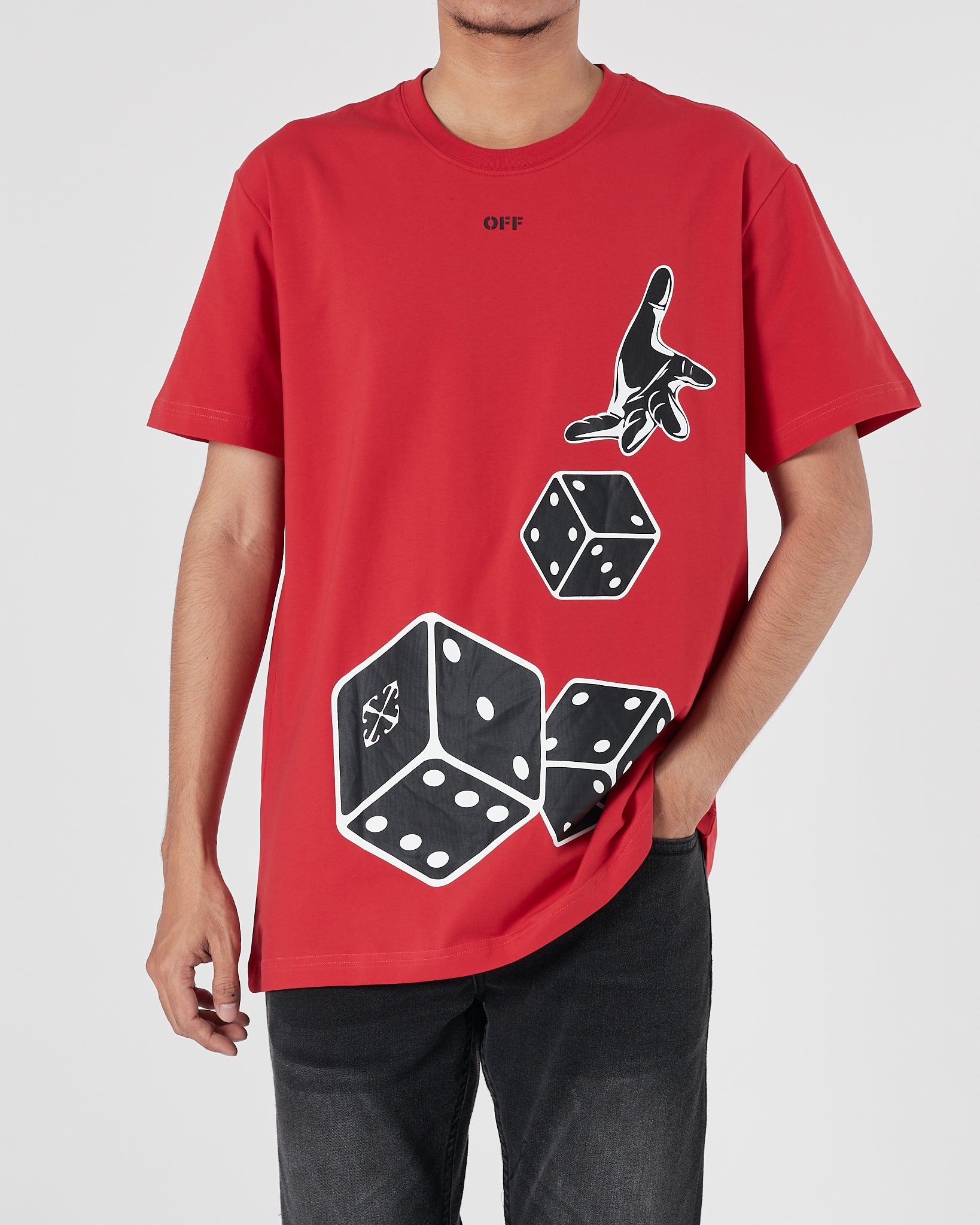 OW Dice Printed Men Red T-Shirt 15.90