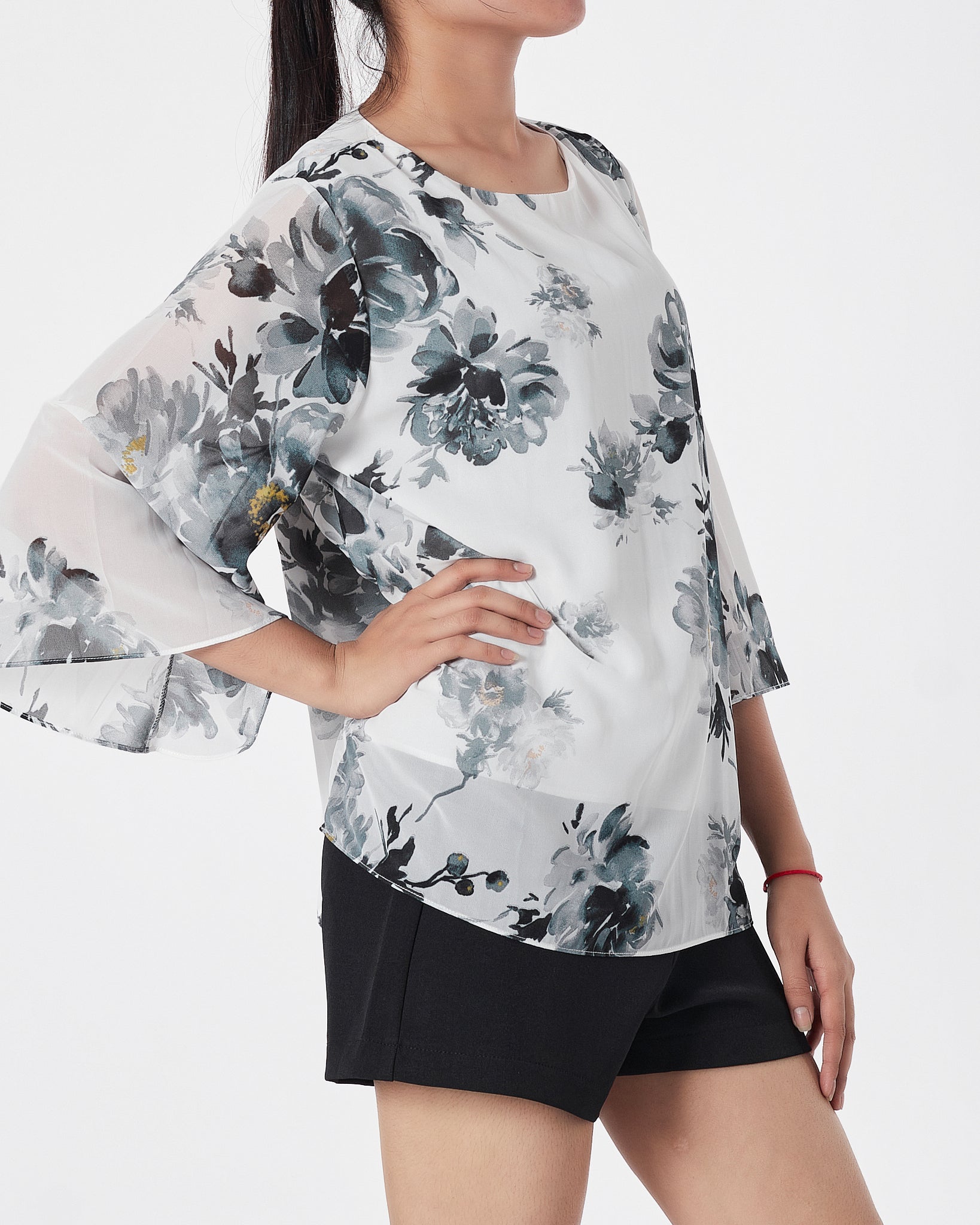 Floral Over Printed Lady  Shirts Long Sleeve 13.90