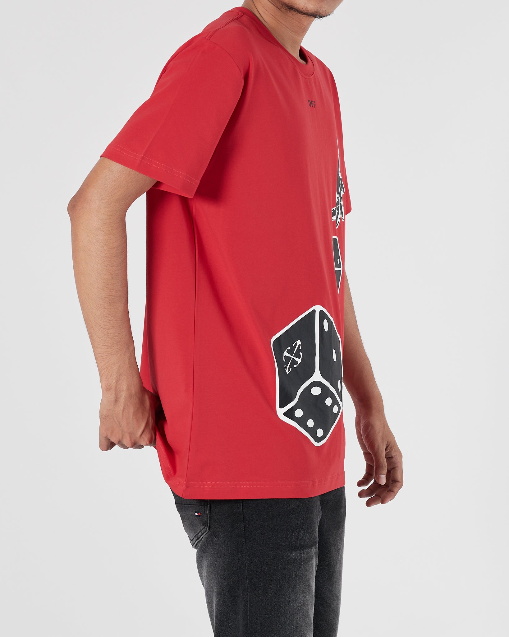 OW Dice Printed Men Red T-Shirt 15.90