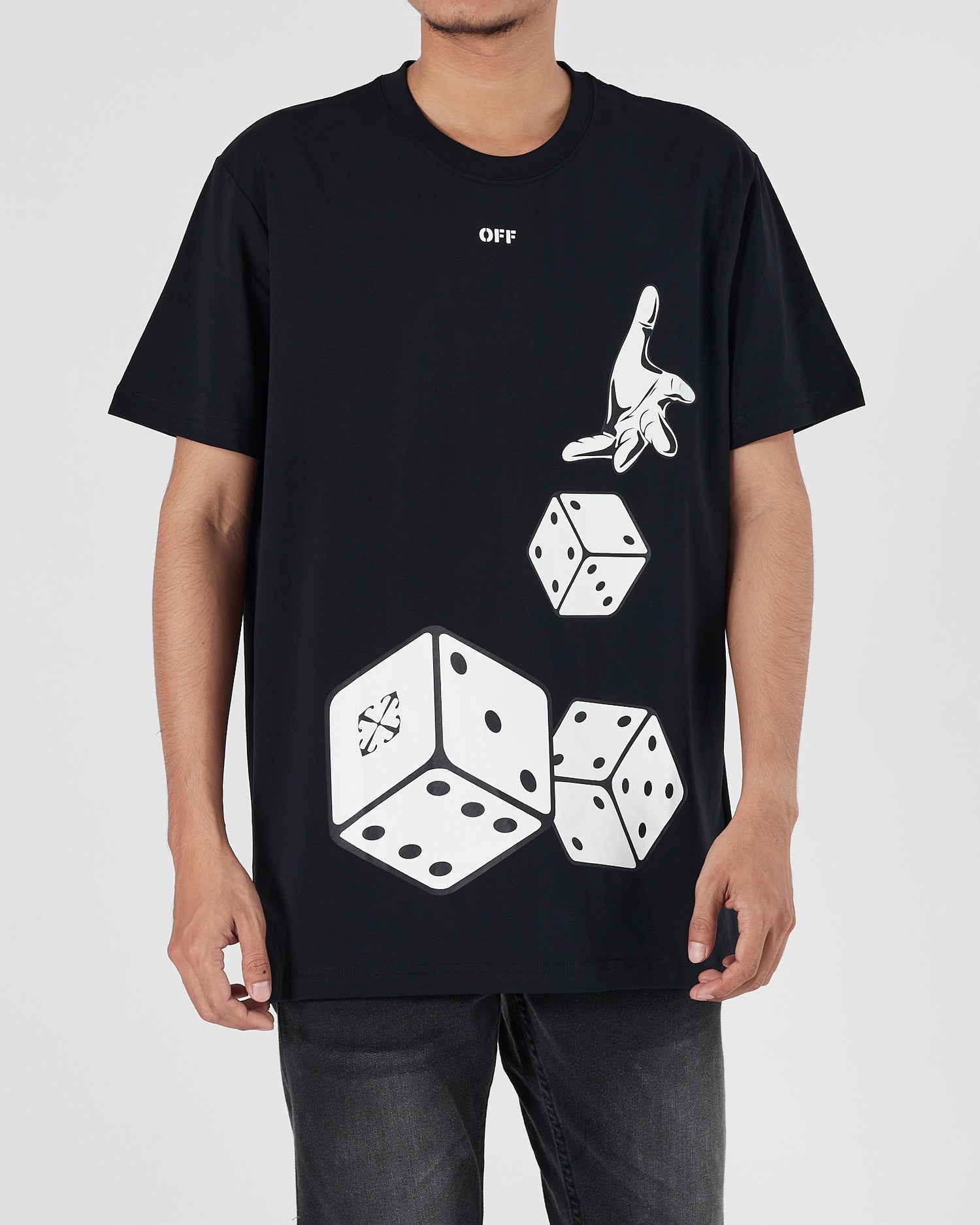 OW Dice Printed Men Black T-Shirt 15.90