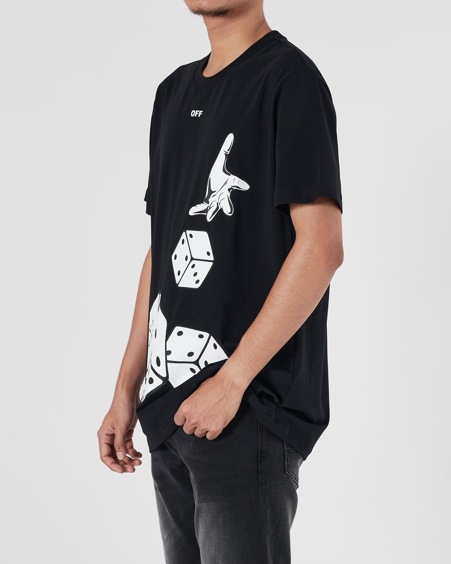 OW Dice Printed Men Black T-Shirt 15.90