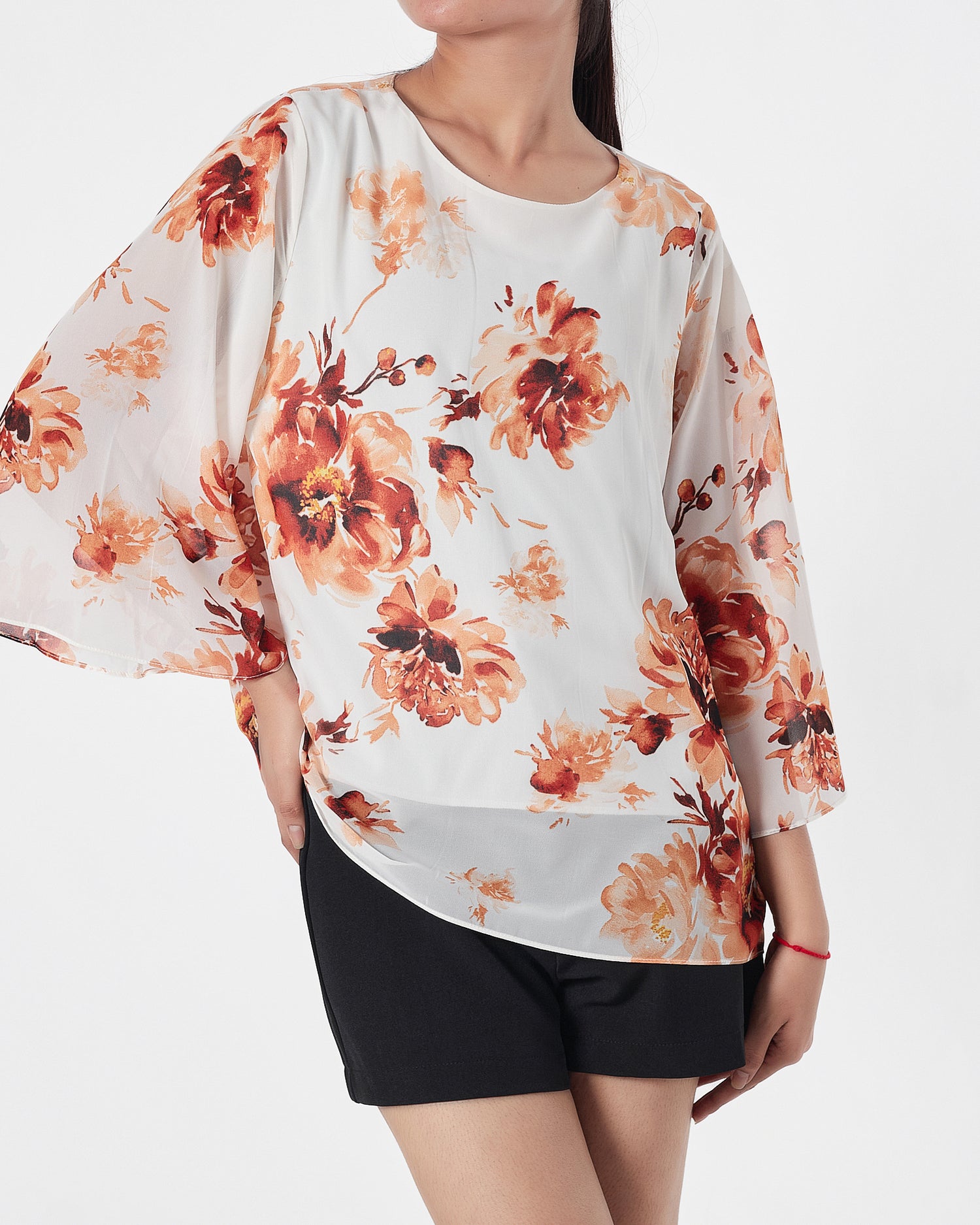 Floral Over Printed Lady  Shirts Long Sleeve 13.90