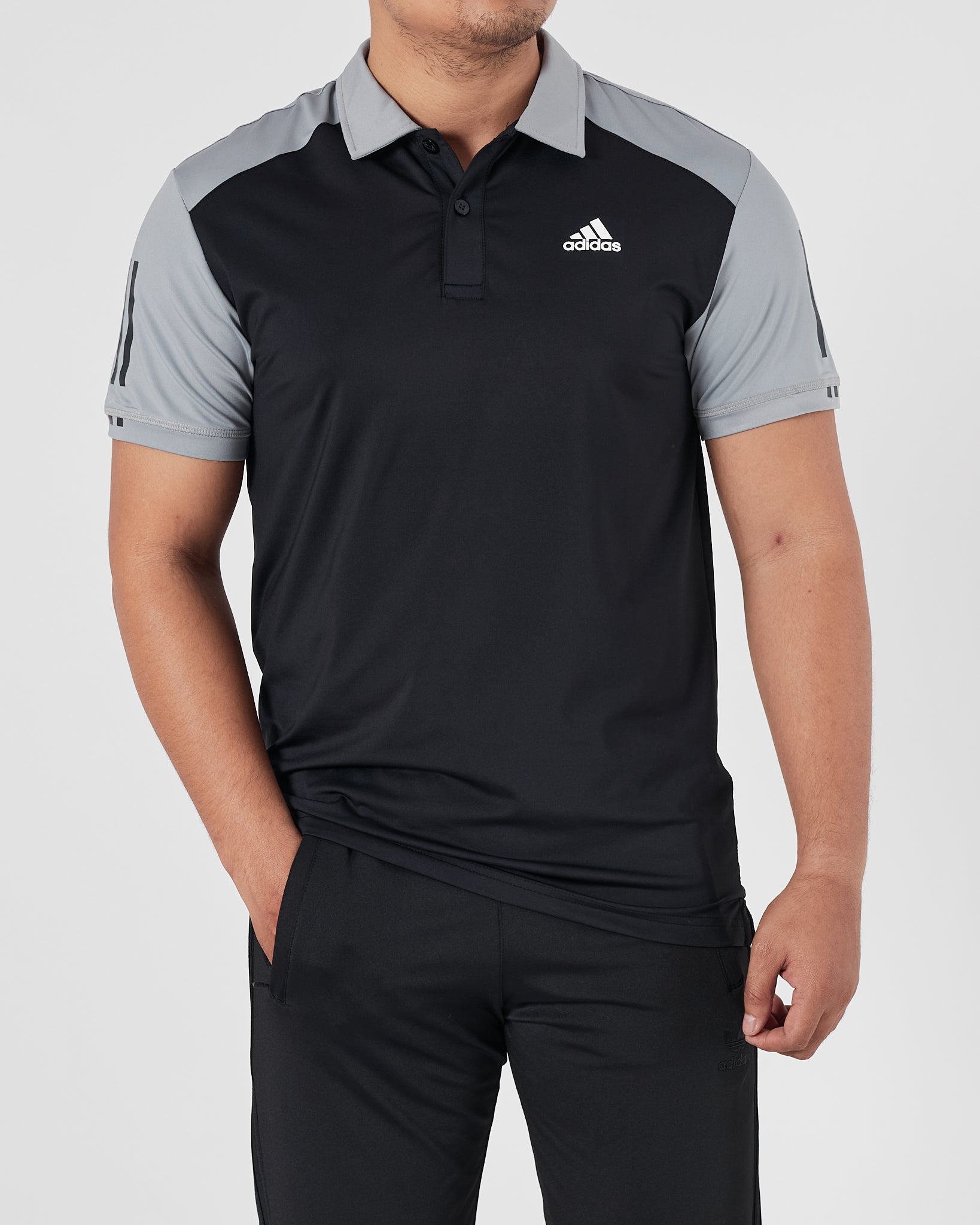 ADI Color Block Men Grey Black Sport Polo Shirt 13.90