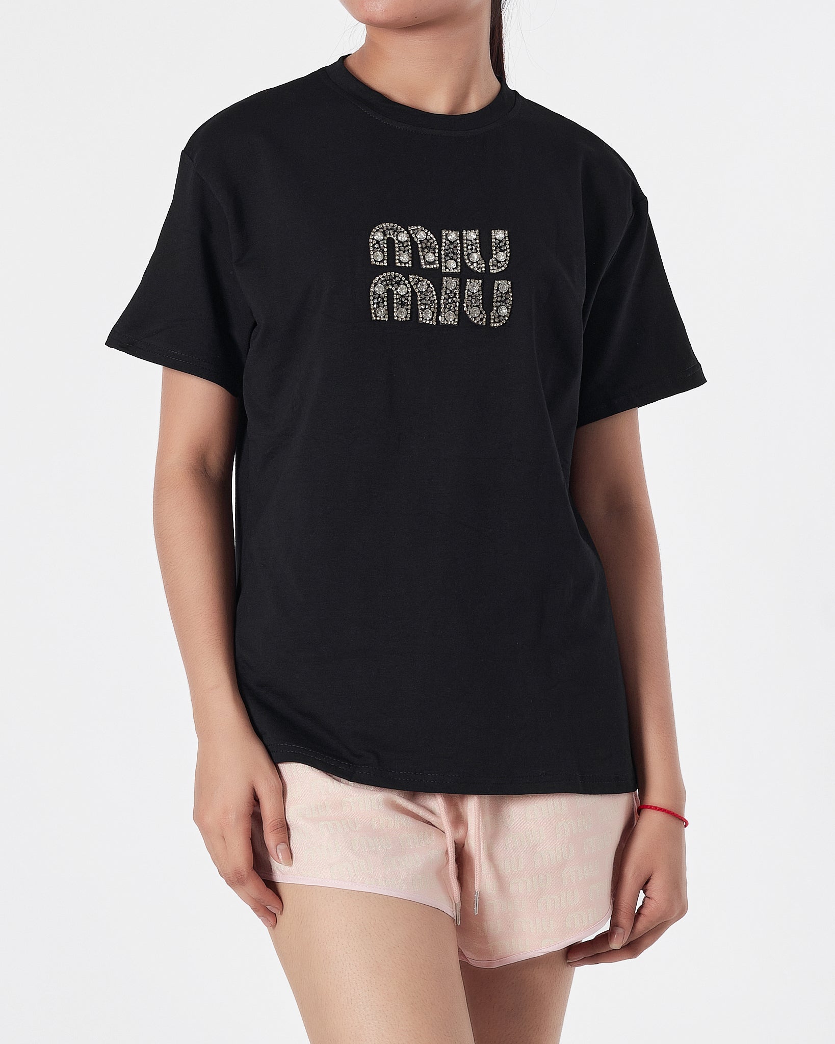 MIU MIU Lady Black T-Shirt + Shorts 2 Piece Outfit 20.90