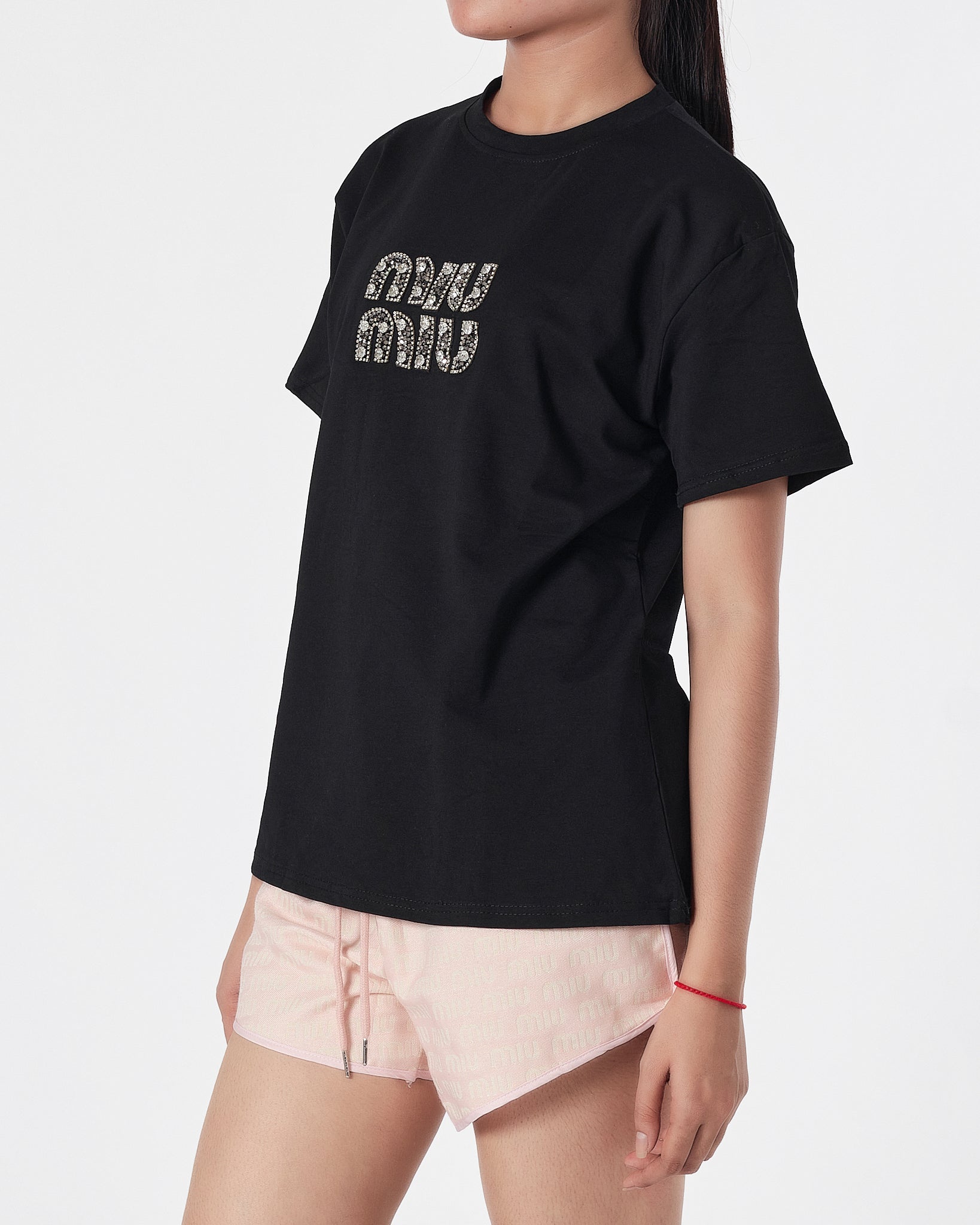 MIU MIU Lady Black T-Shirt + Shorts 2 Piece Outfit 20.90