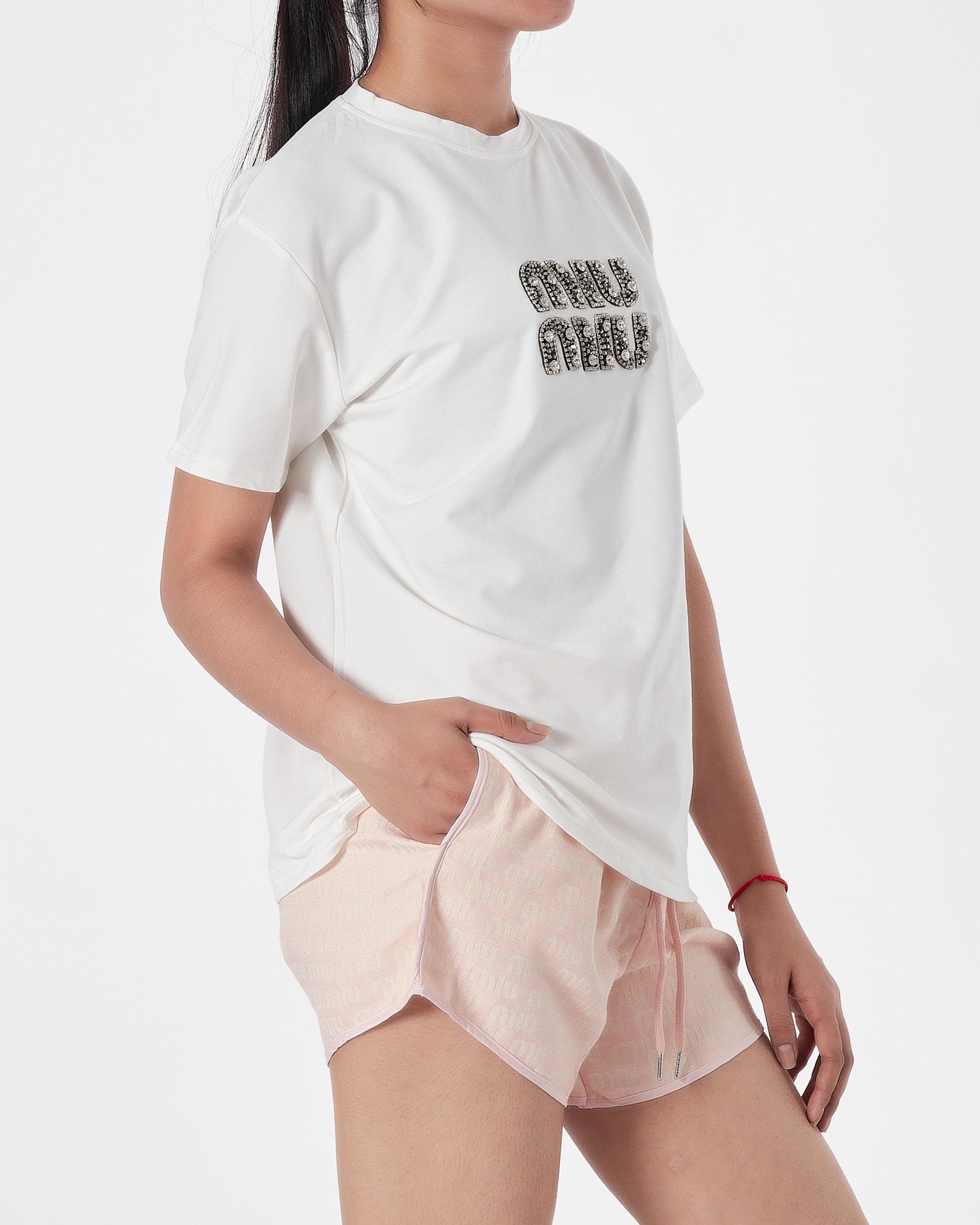 MIU MIU Lady White T-Shirt + Shorts 2 Piece Outfit 20.90