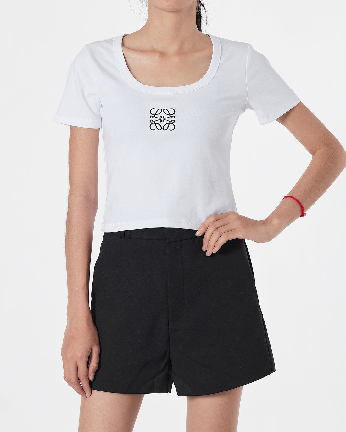 LOW Logo Embroidered Lady White T-Shirt Crop Top 10.90