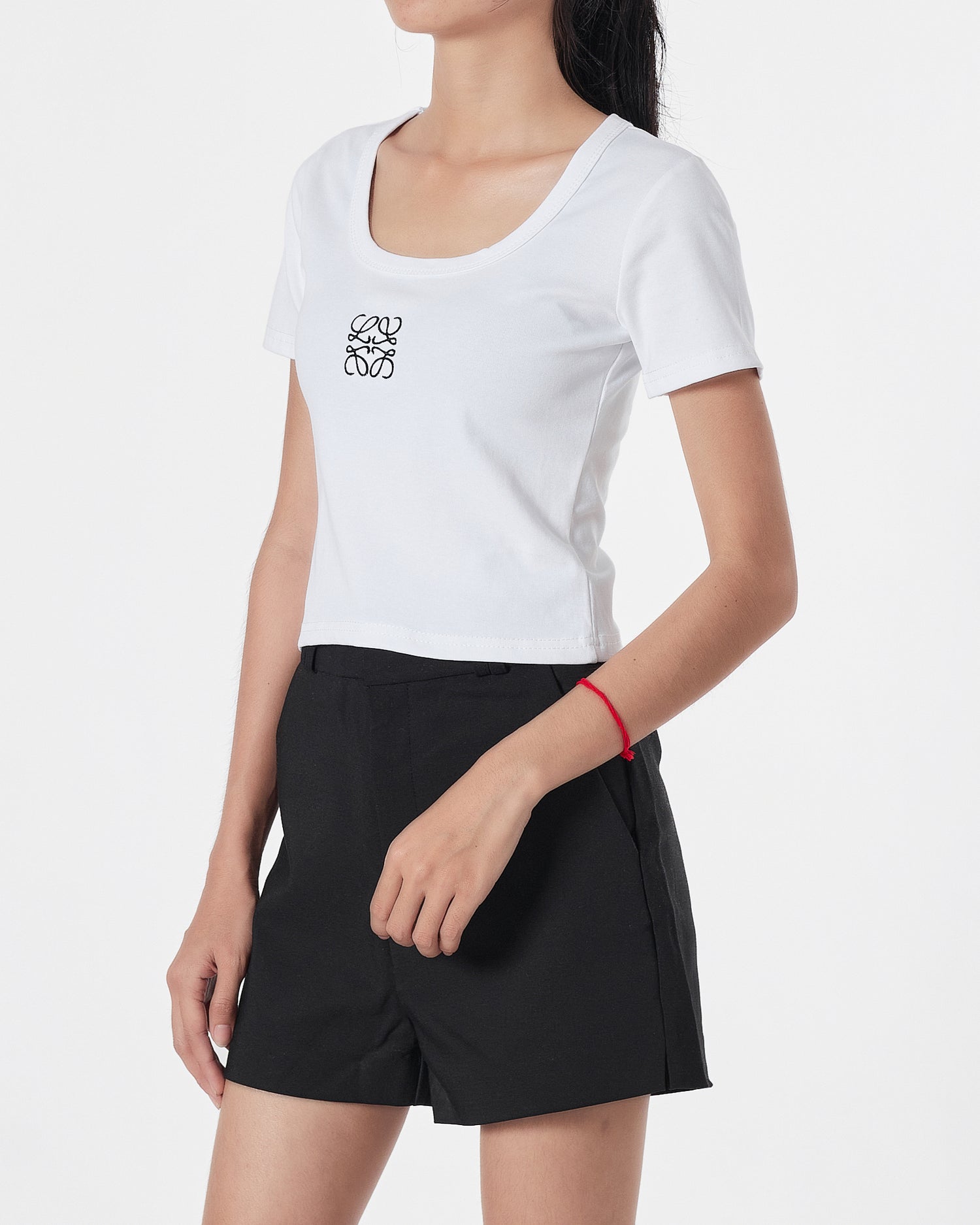 LOW Logo Embroidered Lady White T-Shirt Crop Top 10.90