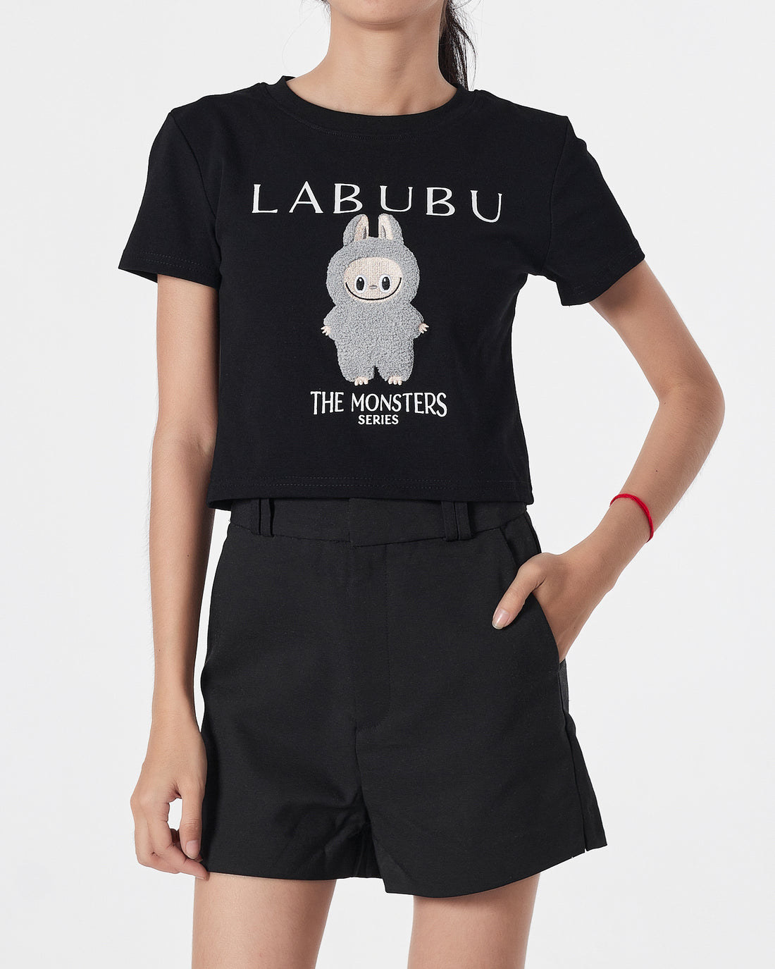 Labubu Lady Black T-Shirt  Crop Top 12.90