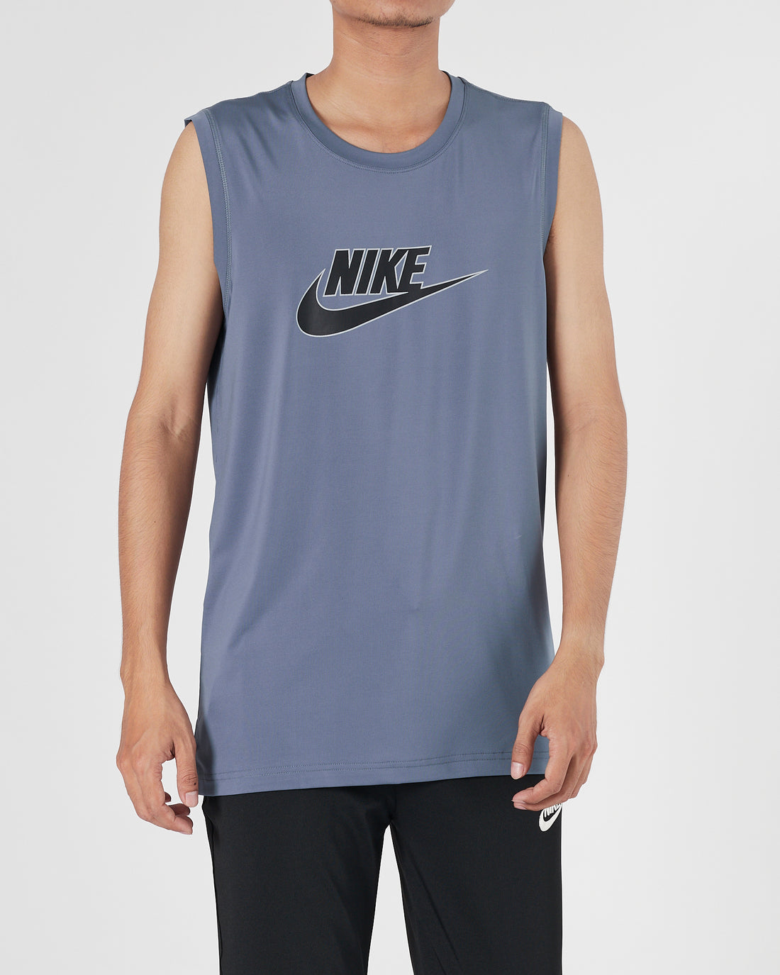 NIK Center Logo Printed Men Grey Sport Tank Top 11.50