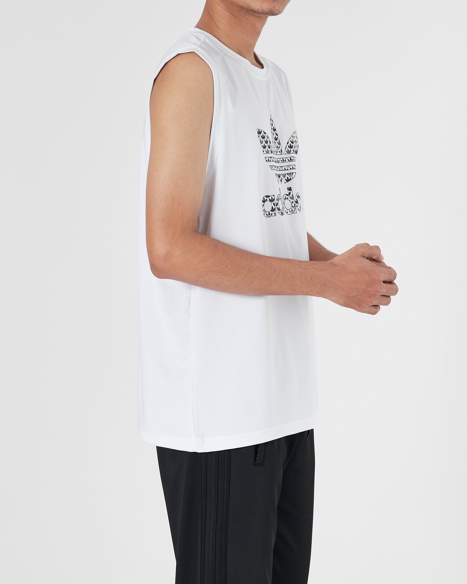 ADI Trefoil Logo Printed Men White Sport Tank Top 11.90