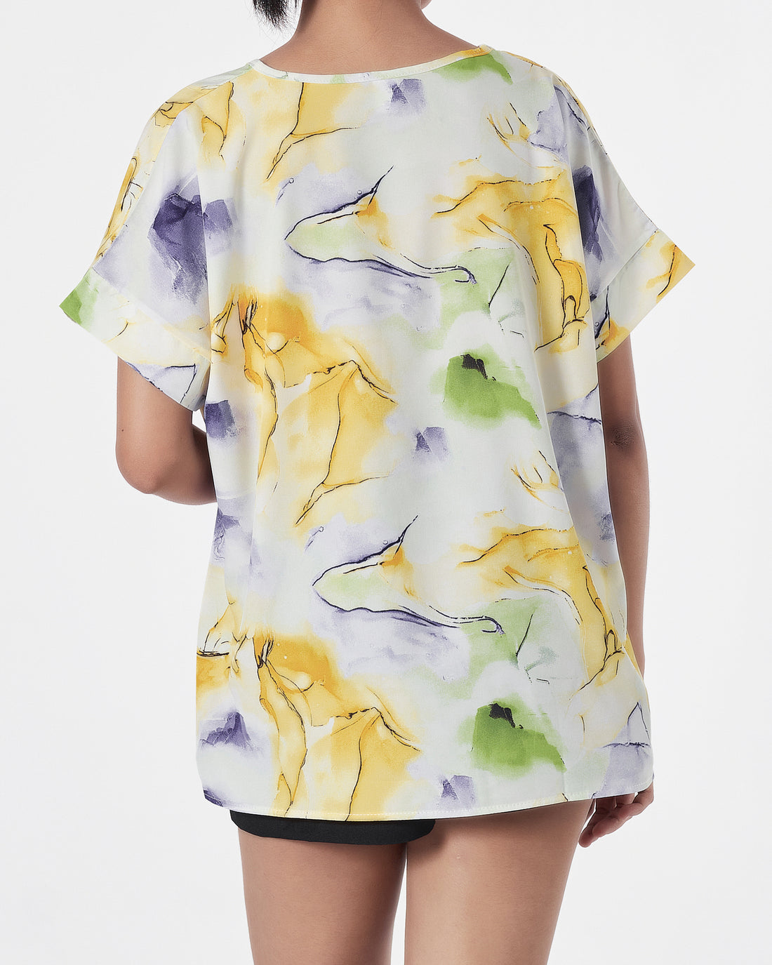 Floral Over Printed Lady  Shirts Short Sleeve 12.90