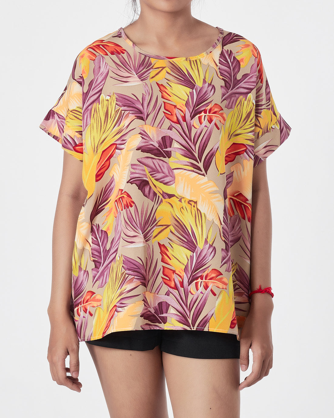 Floral Over Printed Lady  Shirts Short Sleeve 12.90