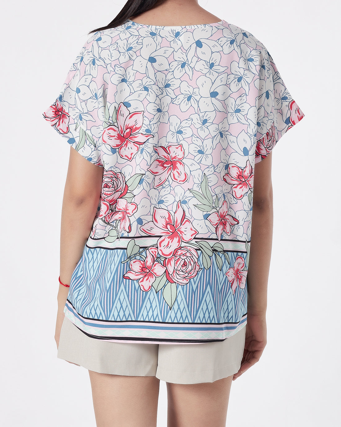 Floral Over Printed Lady  Shirts Short Sleeve 12.90