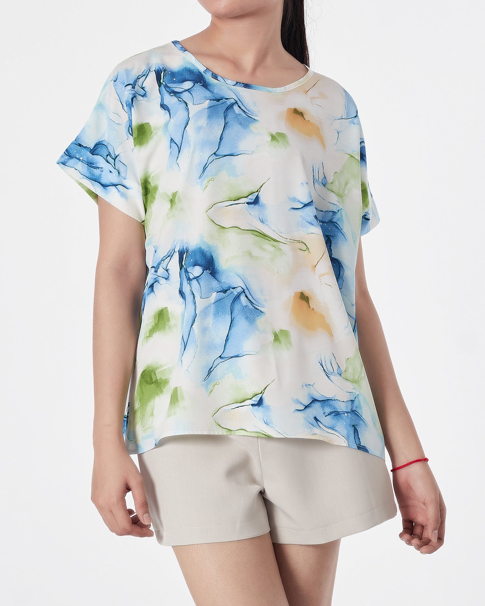 Floral Over Printed Lady  Shirts Short Sleeve 12.90