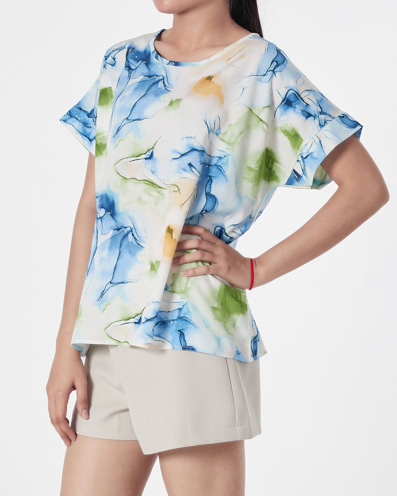 Floral Over Printed Lady  Shirts Short Sleeve 12.90