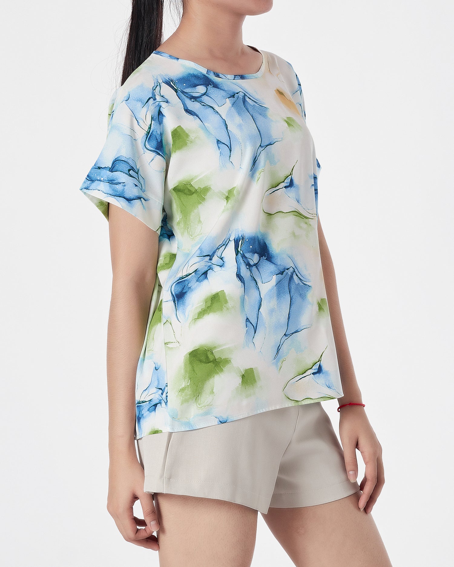 Floral Over Printed Lady  Shirts Short Sleeve 12.90