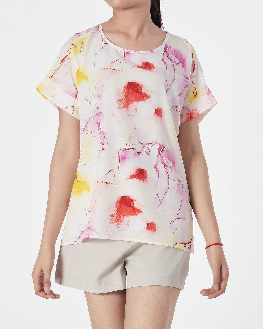 Floral Over Printed Lady Shirts Short Sleeve 12.90