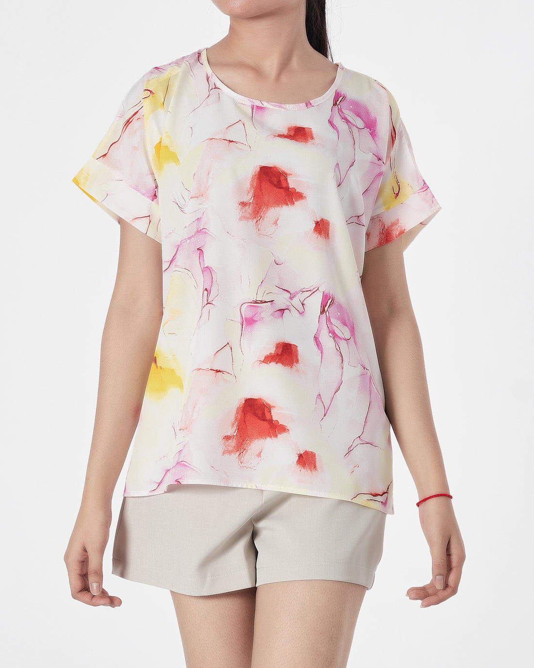 Floral Over Printed Lady  Shirts Short Sleeve 12.90