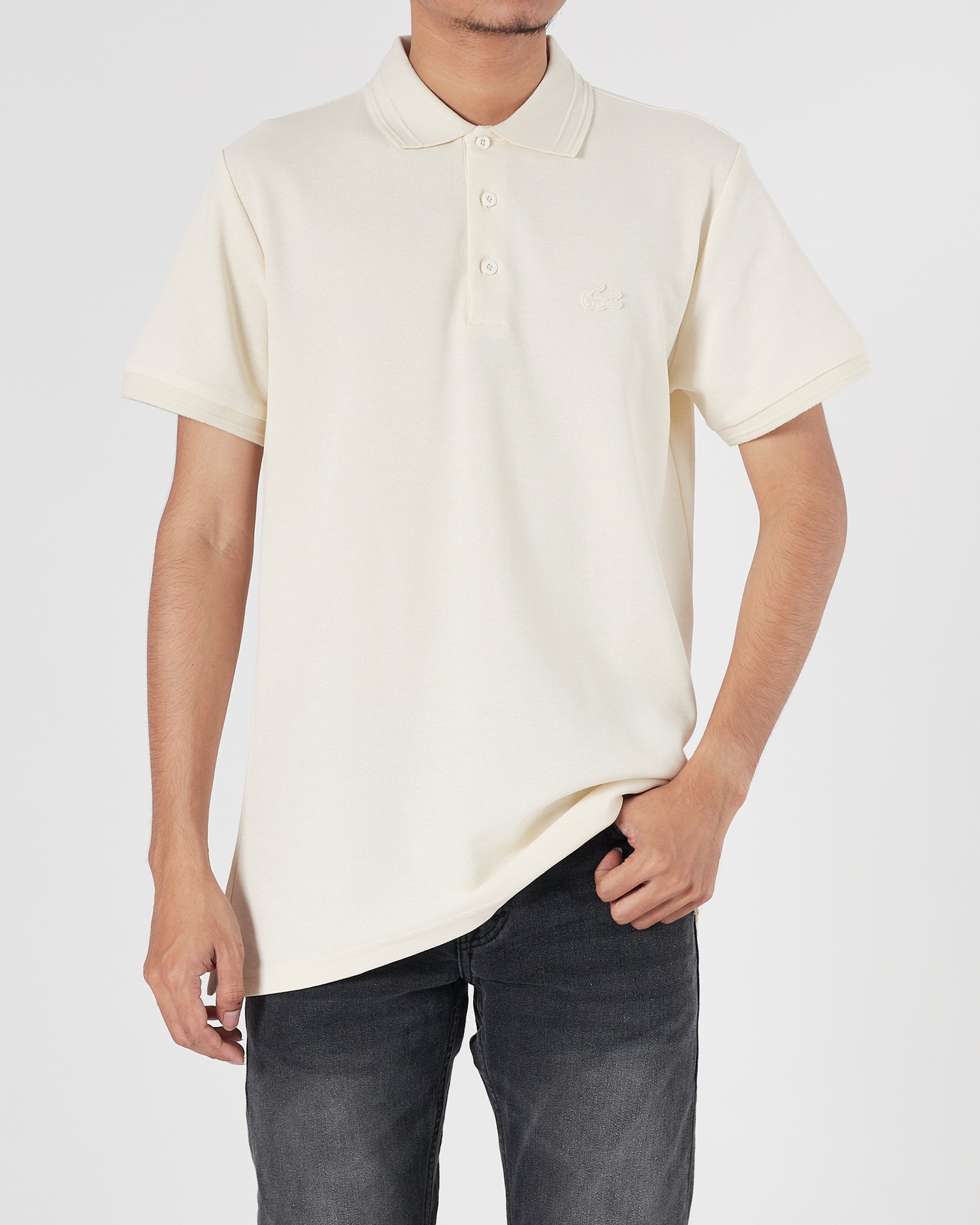 LAC Plain Color Men Cream Polo Shirt 22.90