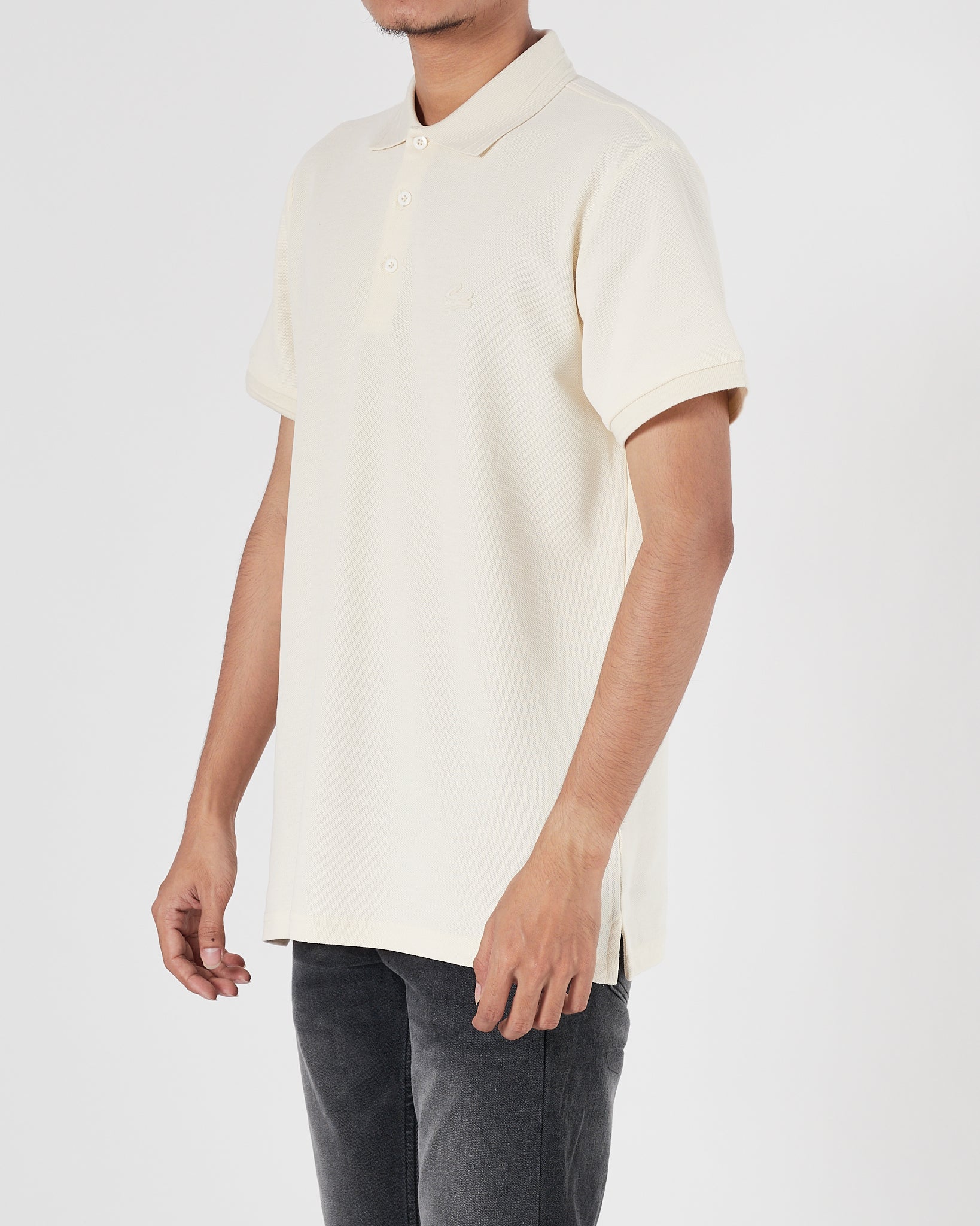 LAC Plain Color Men Cream Polo Shirt 22.90