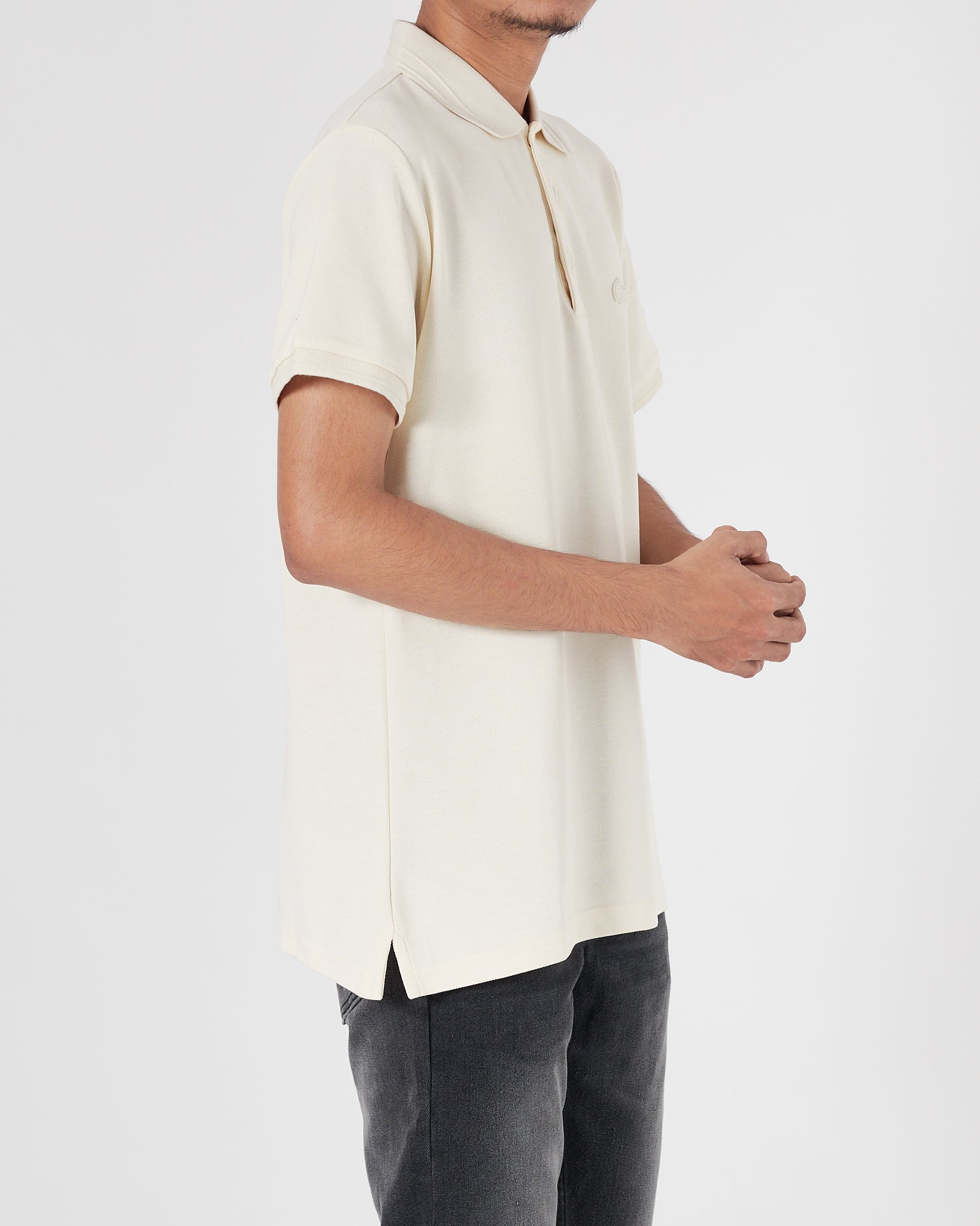 LAC Plain Color Men Cream Polo Shirt 22.90