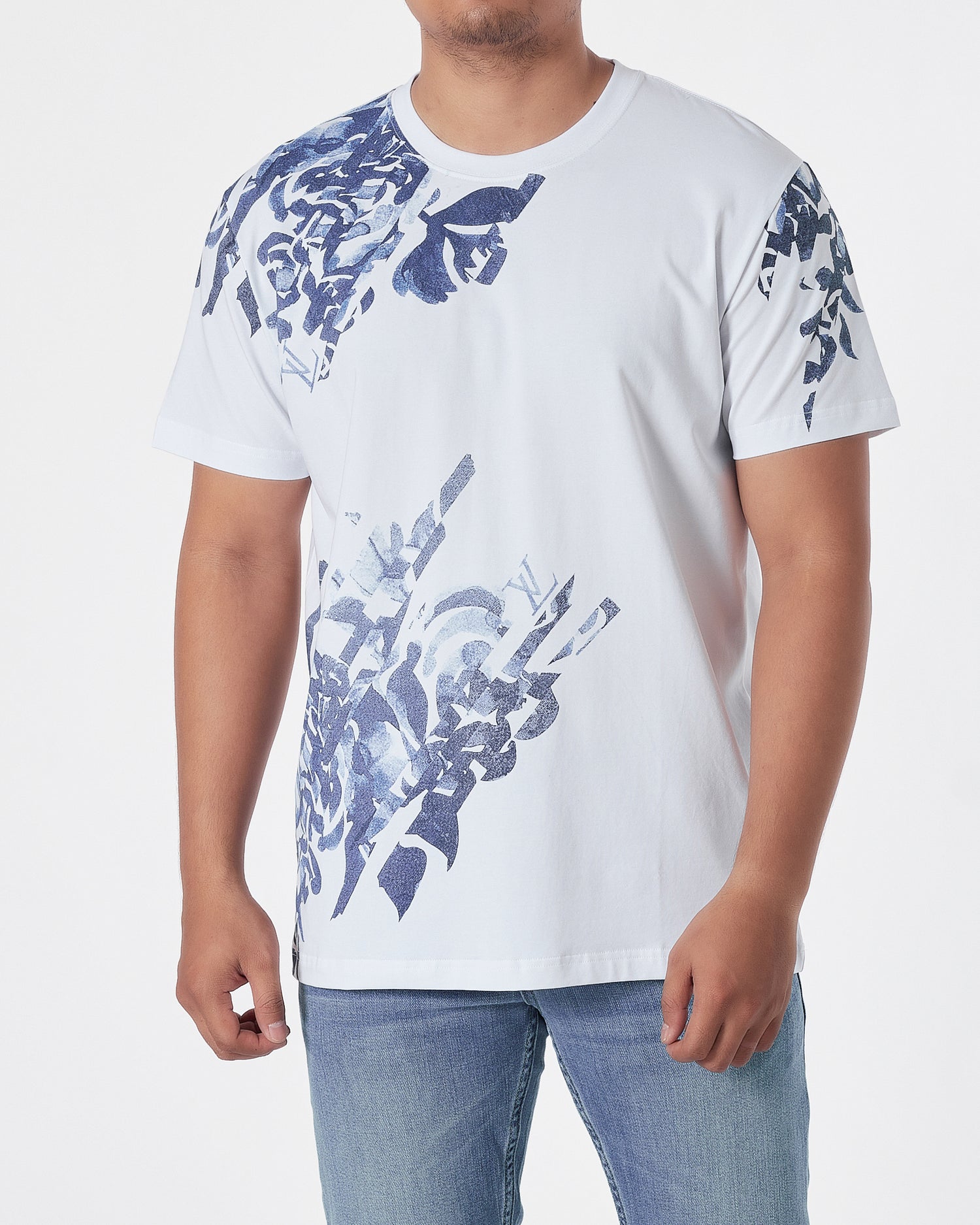 LV Logo Printed Men White T-Shirt 16.90