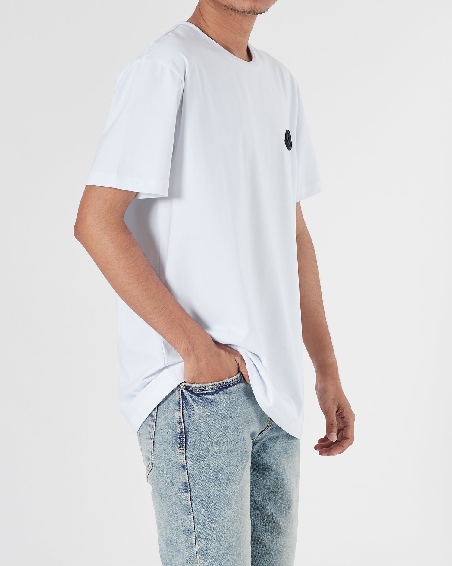 MON Plain Color Men White T-Shirt 14.90