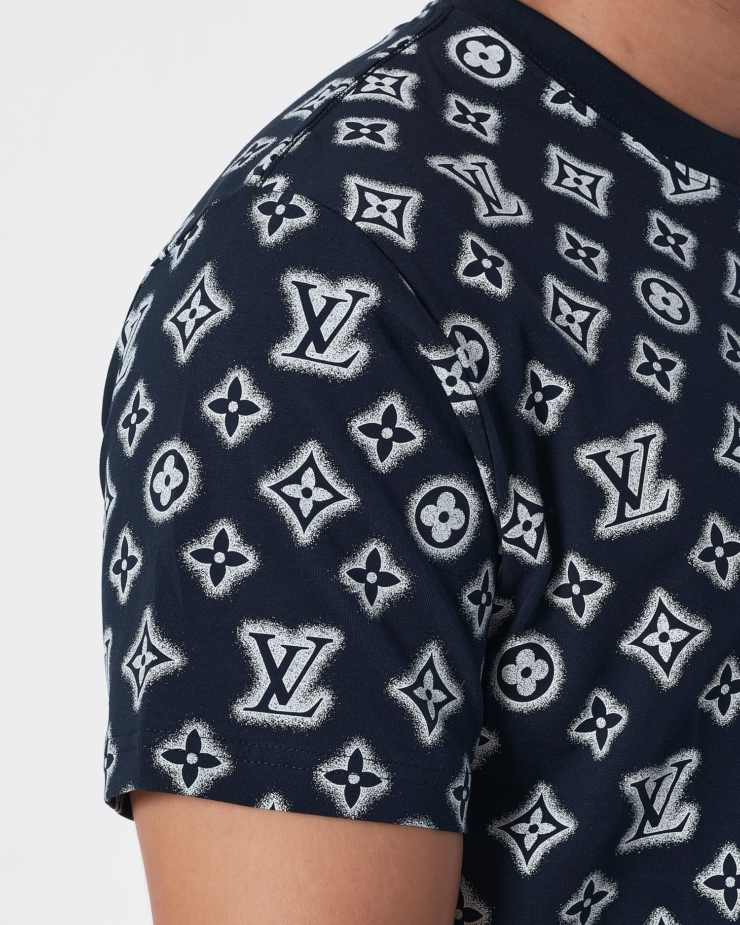 LV Monogram Over Printed Men Blue T-Shirt 17.90