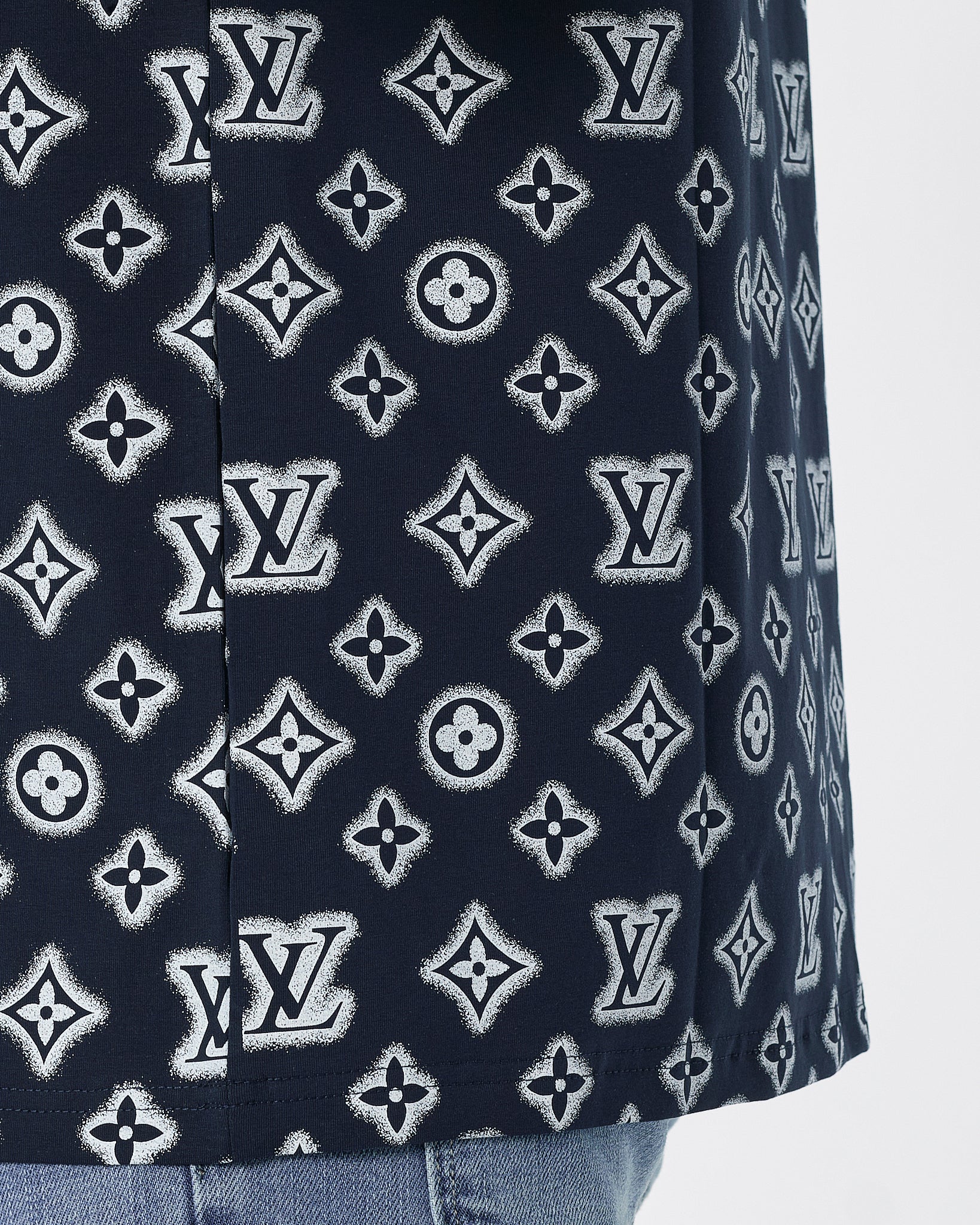 LV Monogram Over Printed Men Blue T-Shirt 17.90