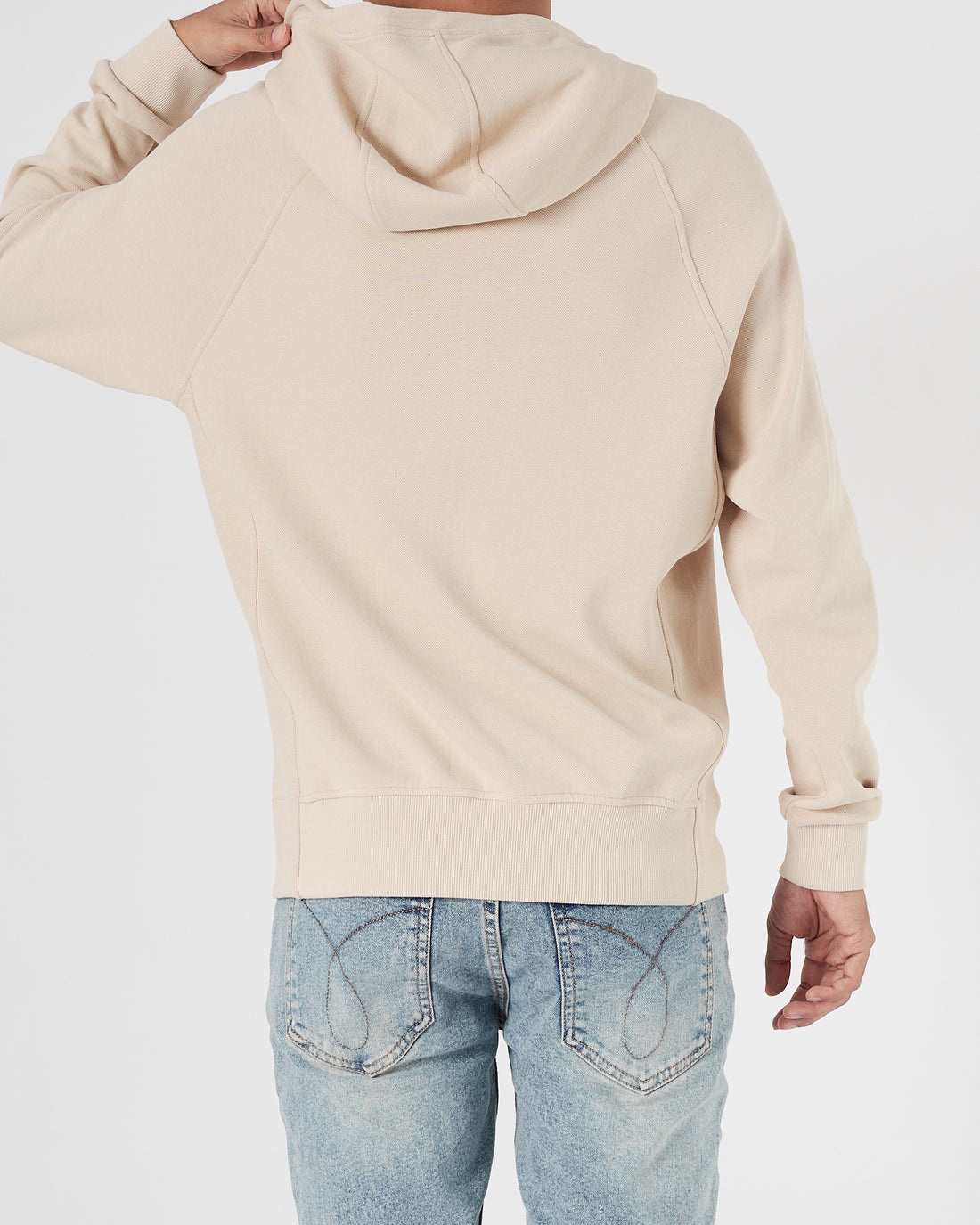 LAC Plain Color Men Cream Zipped Hoodie 27.90