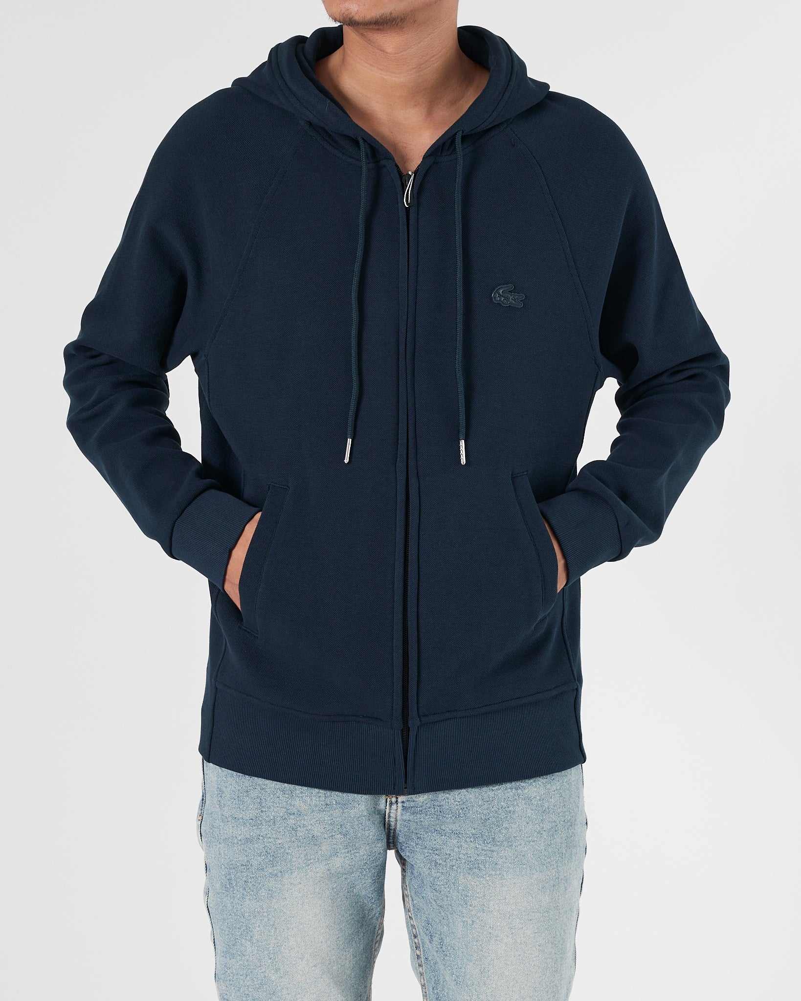 LAC Plain Color Men Blue Zipped Hoodie 27.90