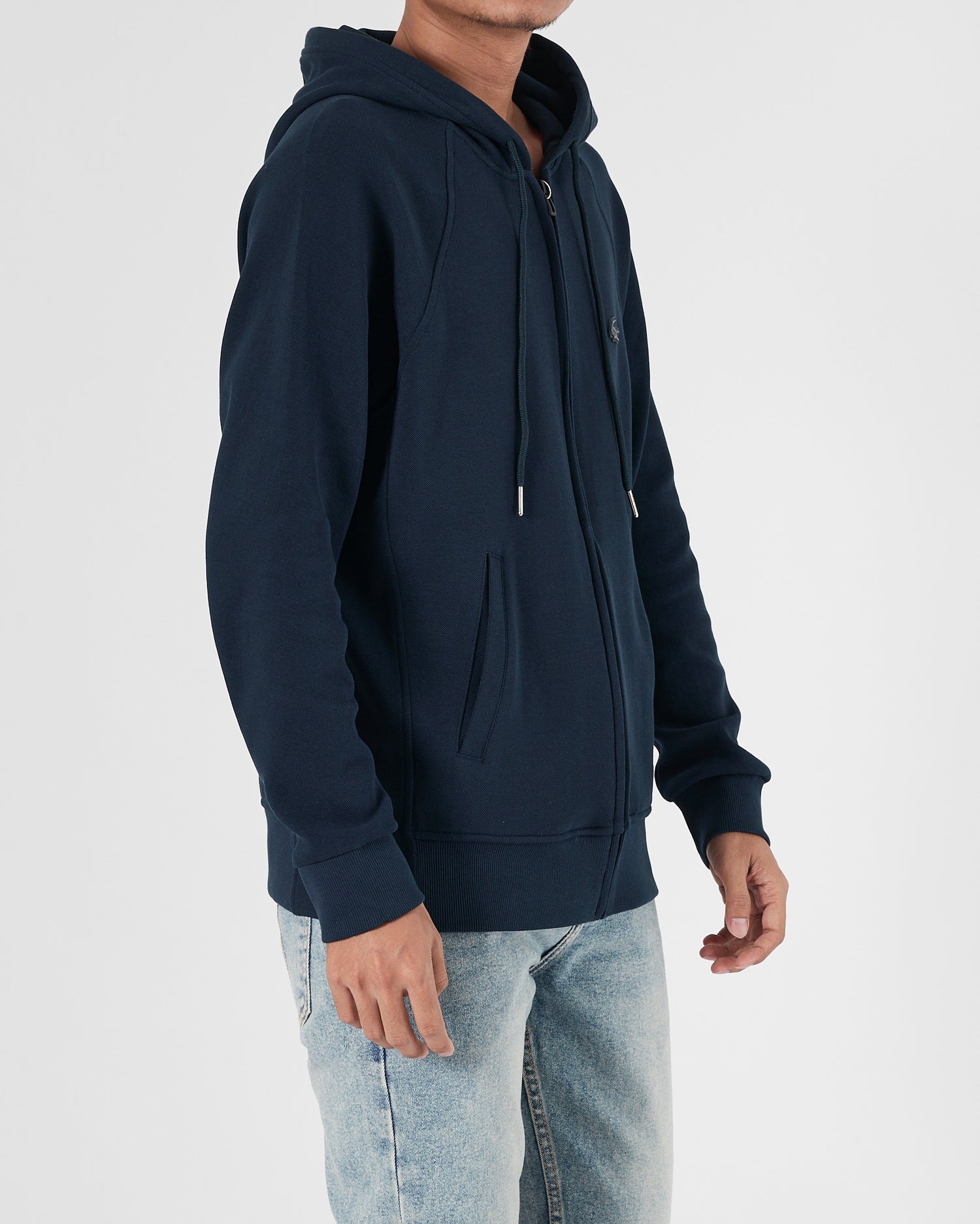 LAC Plain Color Men Blue Zipped Hoodie 27.90