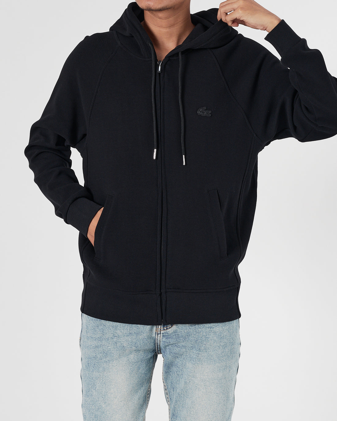 LAC Plain Color Men Black Zipped Hoodie 27.90