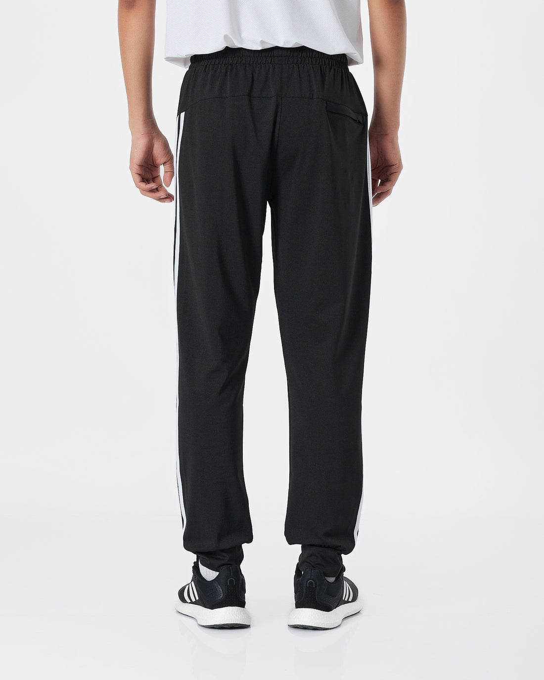 ADI White Striped Logo Embroidered Men Black Track Pants 16.90