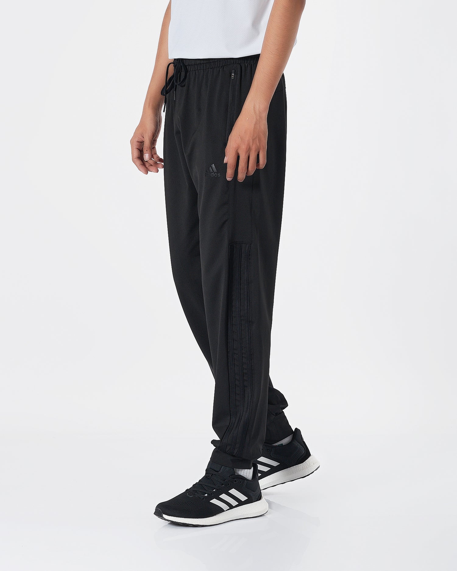 ADI Black Striped Logo Embroidered  Men Black Track Pants 16.90