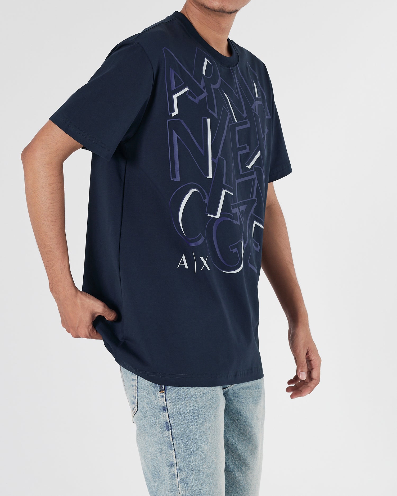 ARM Logo Over Printed Men Blue T-Shirt 16.90