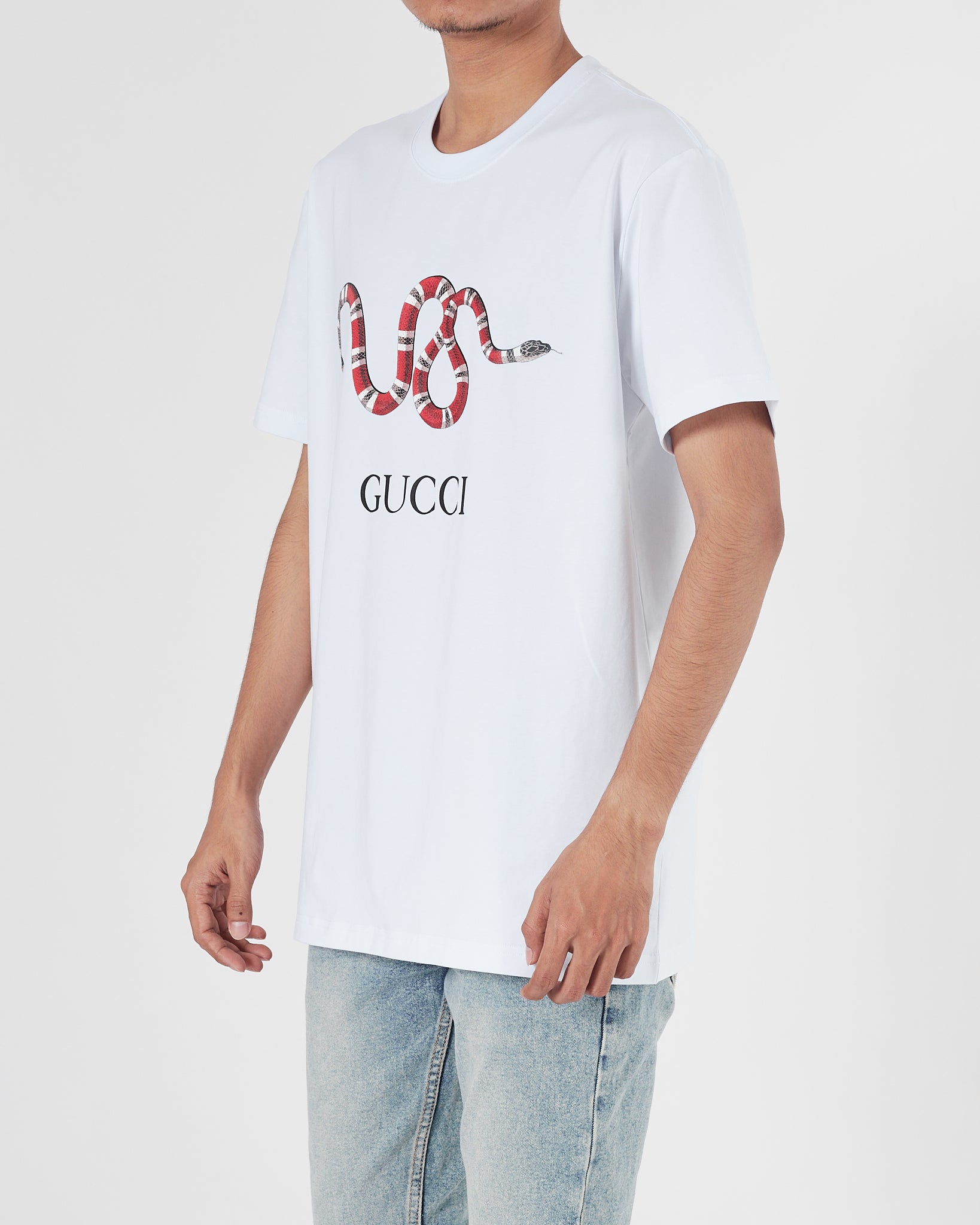 GUC Snake Printed Men White T-Shirt 16.90