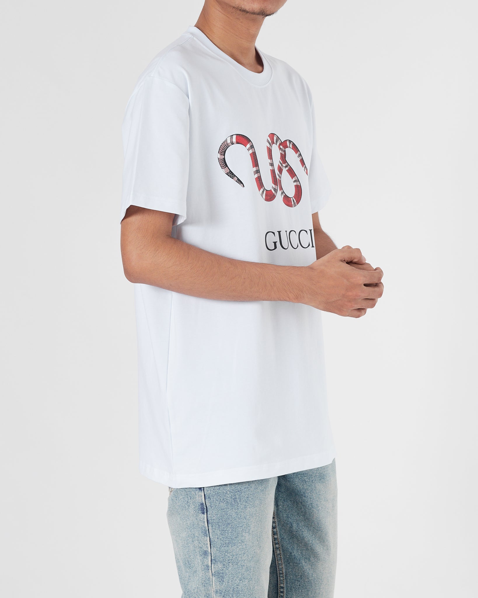 GUC Snake Printed Men White T-Shirt 16.90