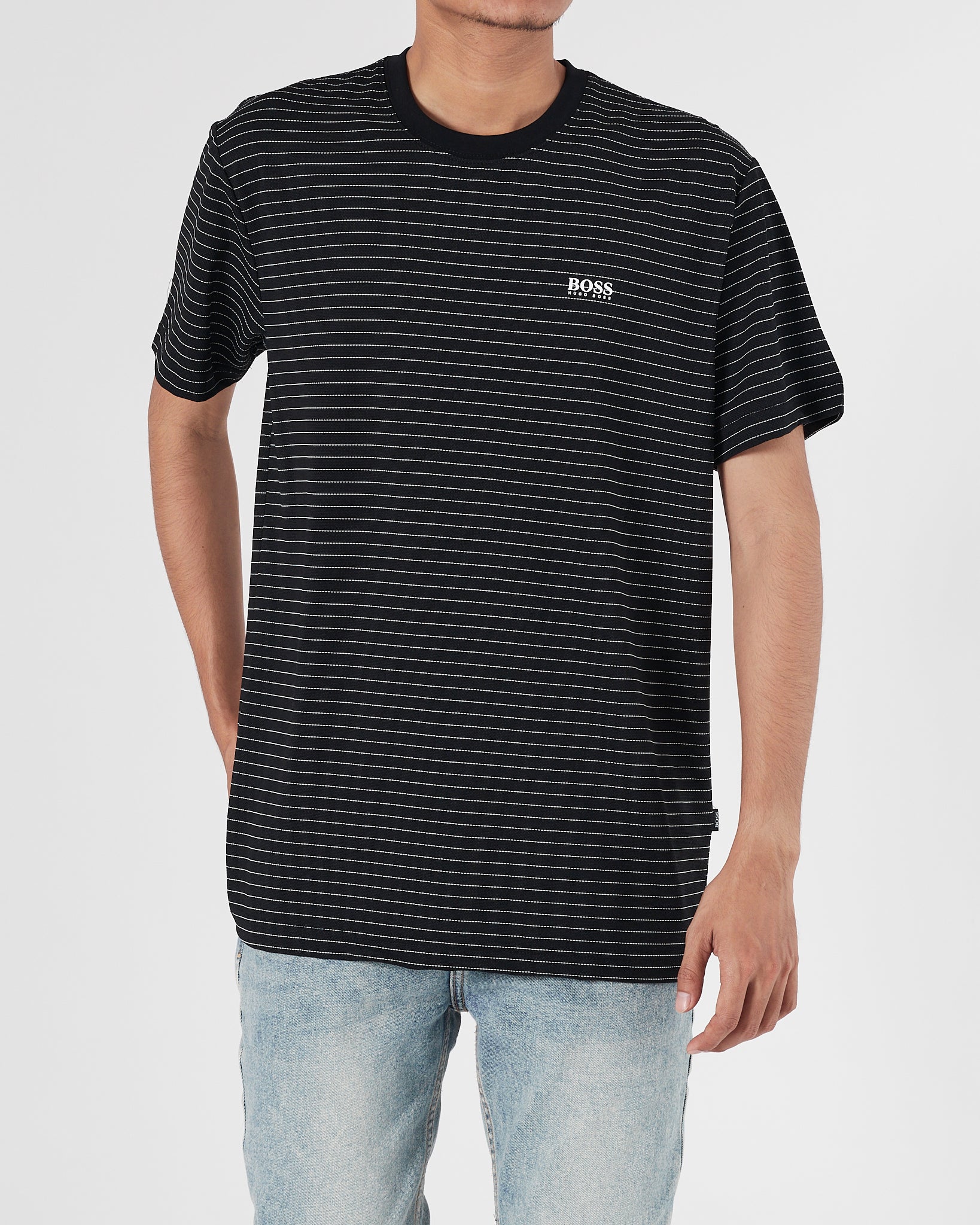 HUG Stripes Over Printed Men Black T-Shirt 15.90