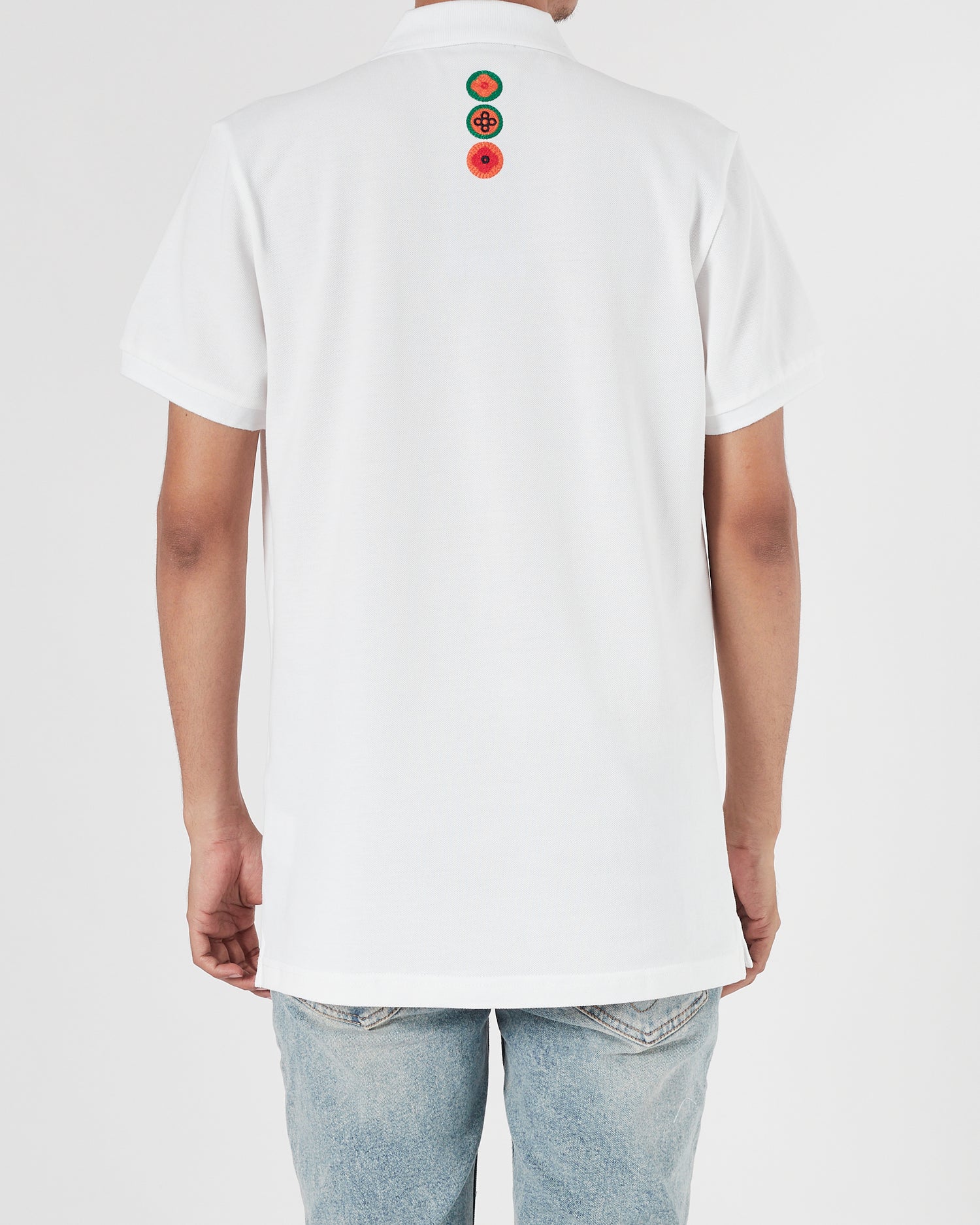 LV Monogram Emboidered Men White Polo Shirt 22.90