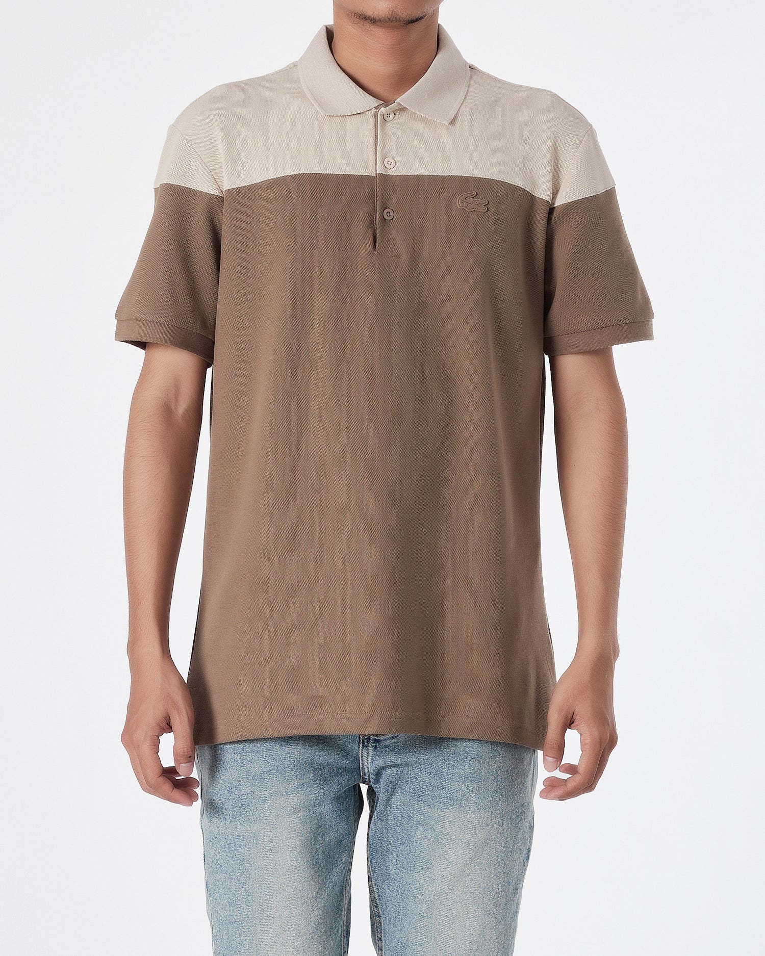 LAC Color Block Men Cream Brown Polo Shirt 20.90