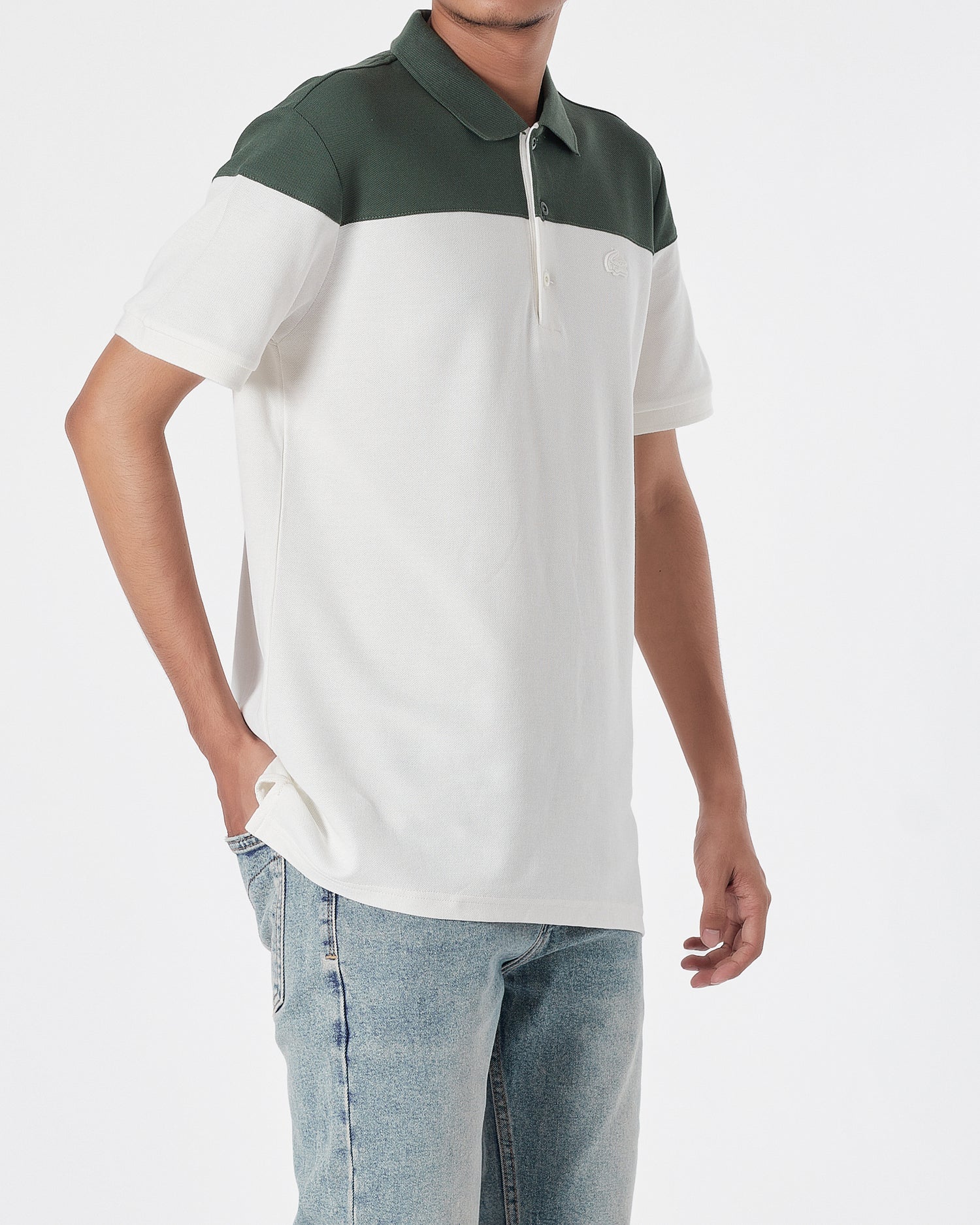 LAC Color Block Men Green White  Polo Shirt 20.90