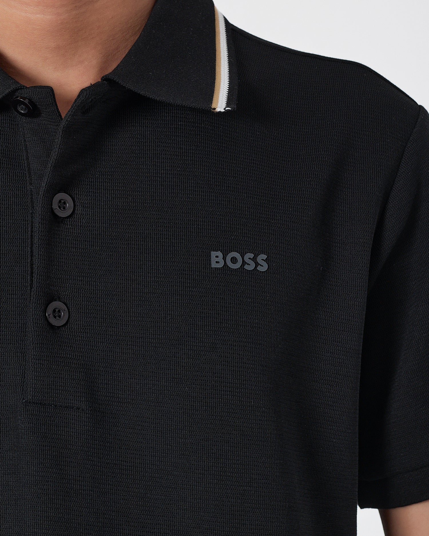 HUG Contrast Trim Men Black Polo Shirt 23.90