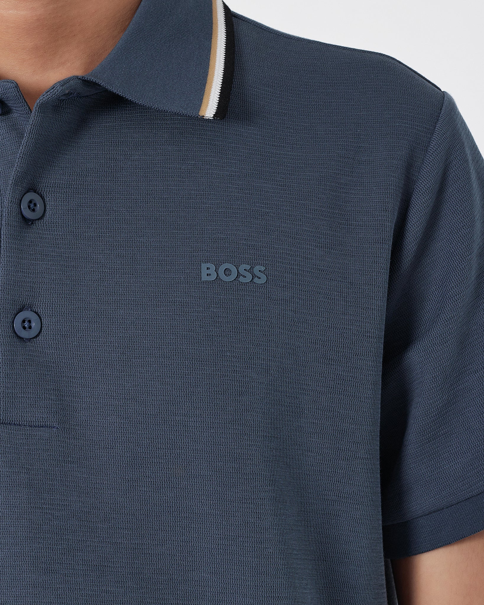 HUG Contrast Trim Men Blue Polo Shirt 23.90