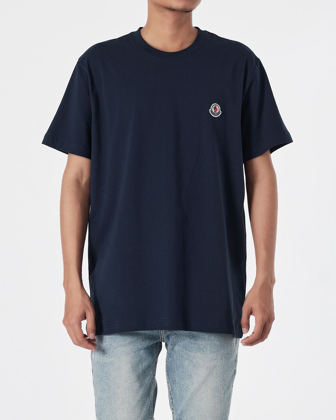 MON Basic Logo Embroidered Men Blue T-Shirt 14.90