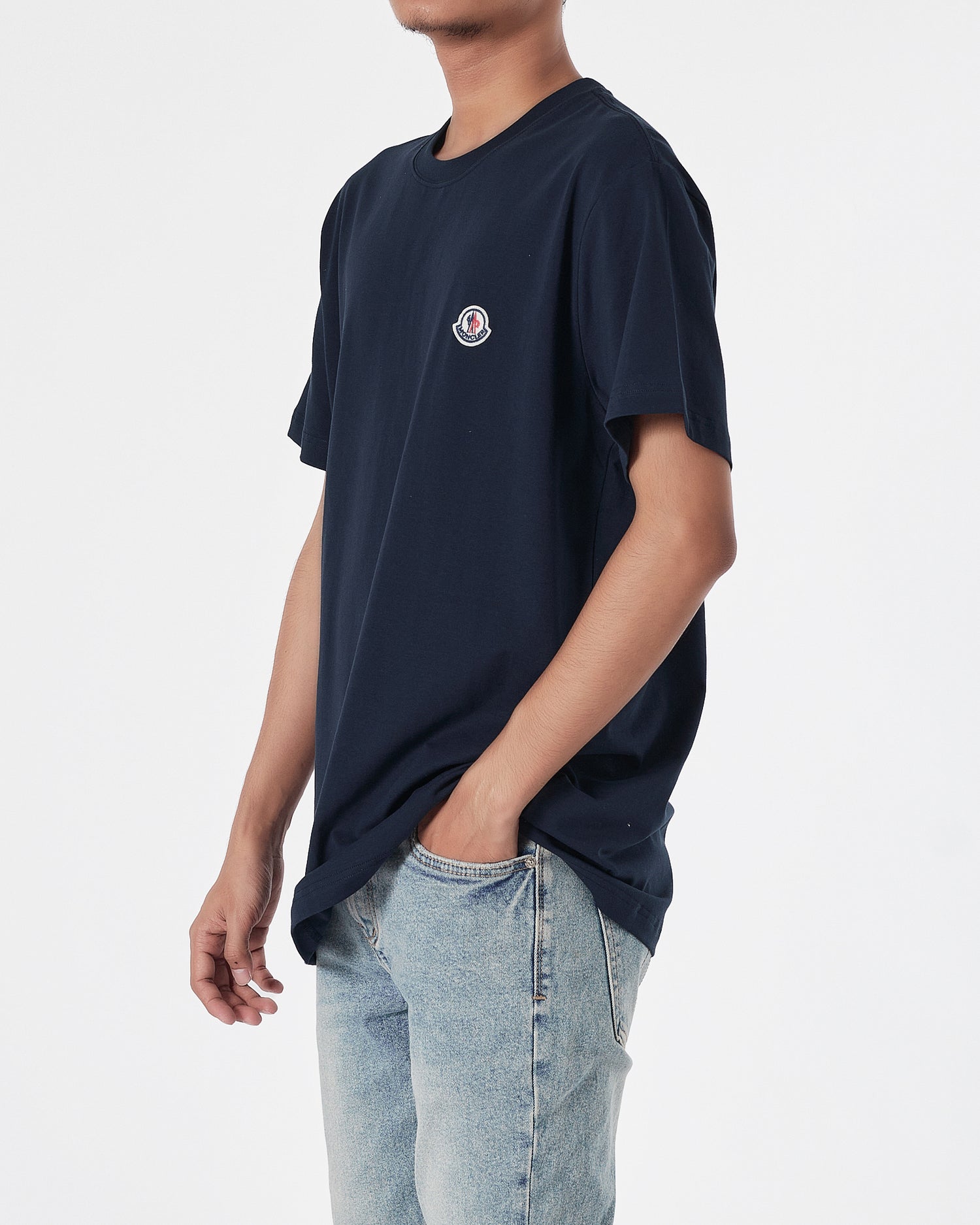 MON Basic Logo Embroidered Men Blue T-Shirt 14.90