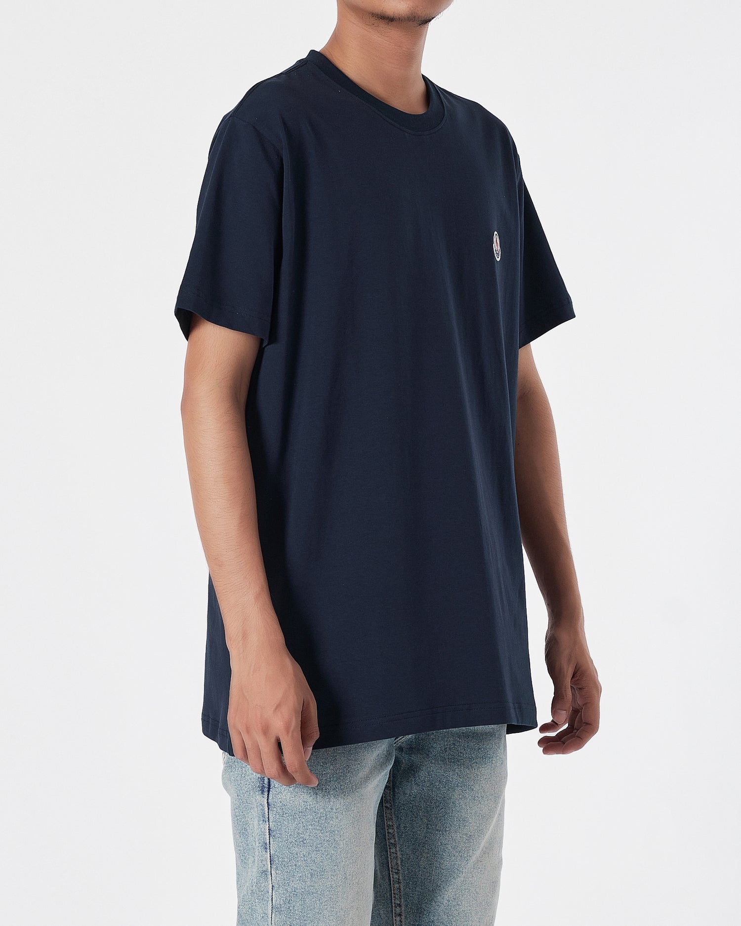 MON Basic Logo Embroidered Men Blue T-Shirt 14.90